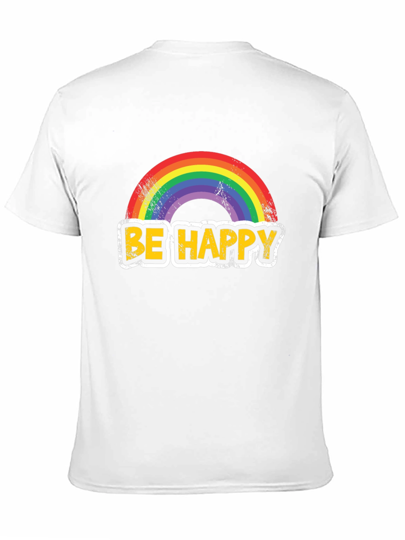 Be Happy Rainbow Graphic T-Shirt - Mens Black Tee