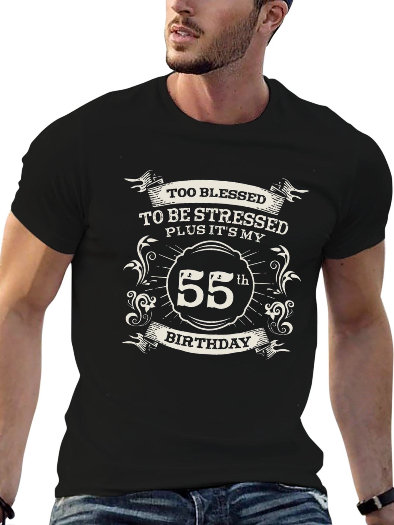Blessed 55th Birthday Black T-Shirt