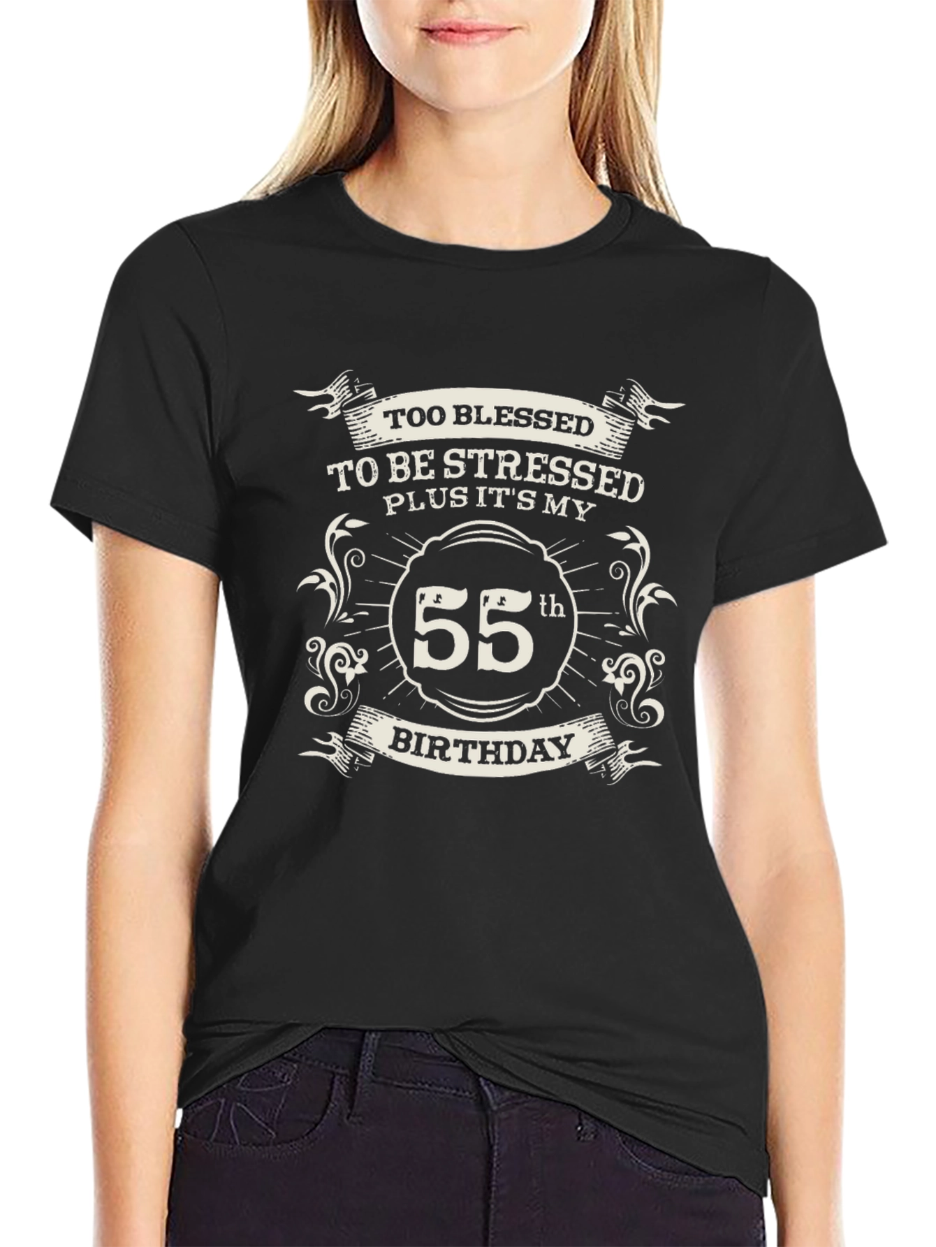 Blessed 55th Birthday Black T-Shirt