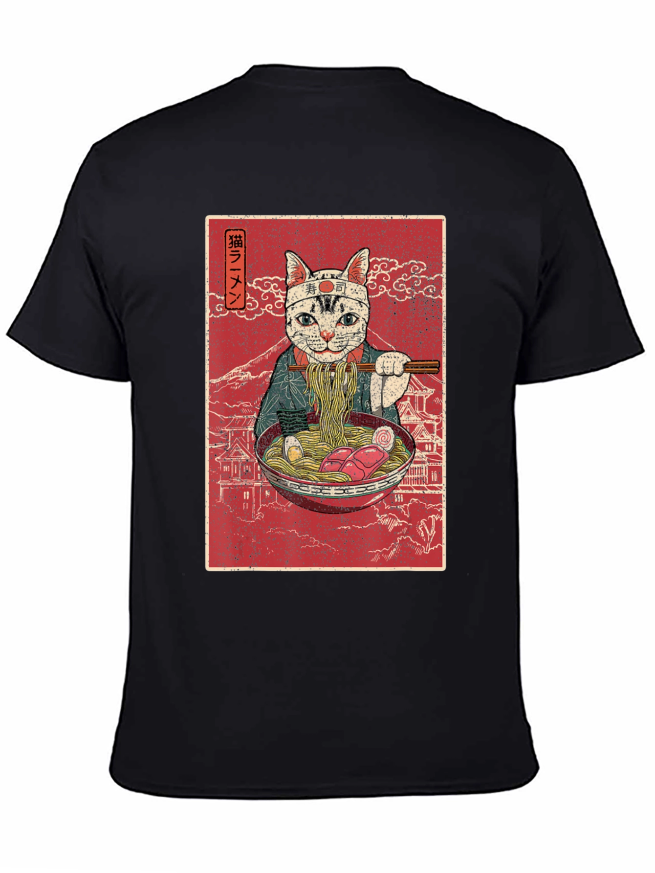 Ramen Cat Graphic T-Shirt - Japanese Art Style