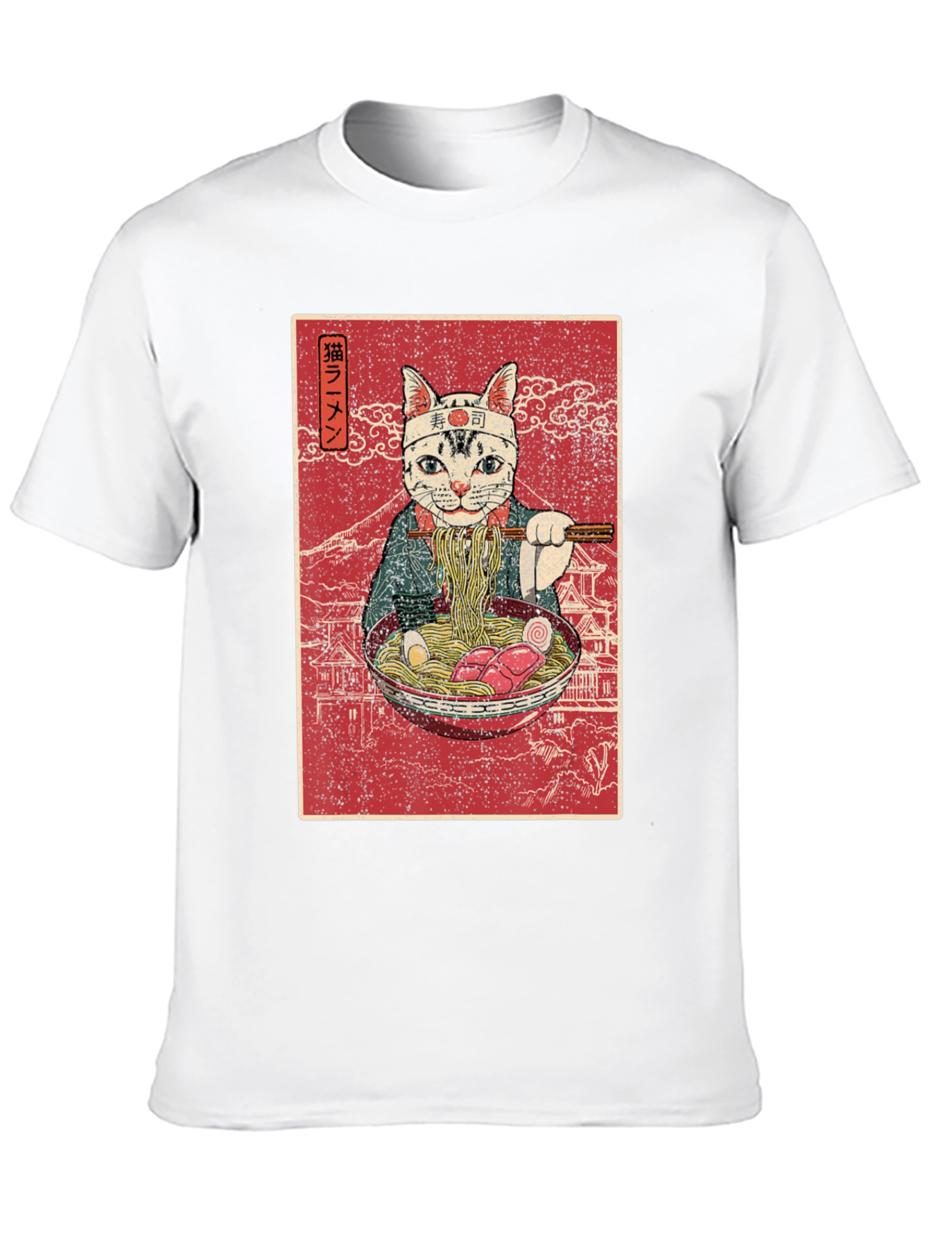 Ramen Cat Graphic T-Shirt - Japanese Art Style