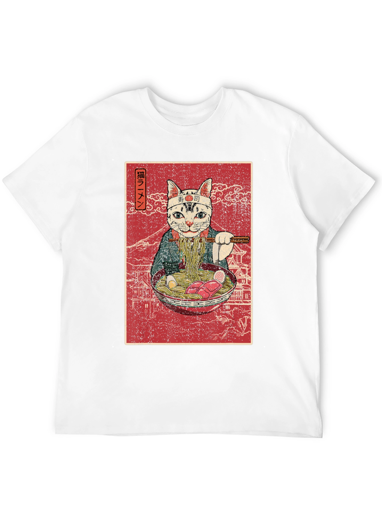 Ramen Cat Graphic T-Shirt - Japanese Art Style