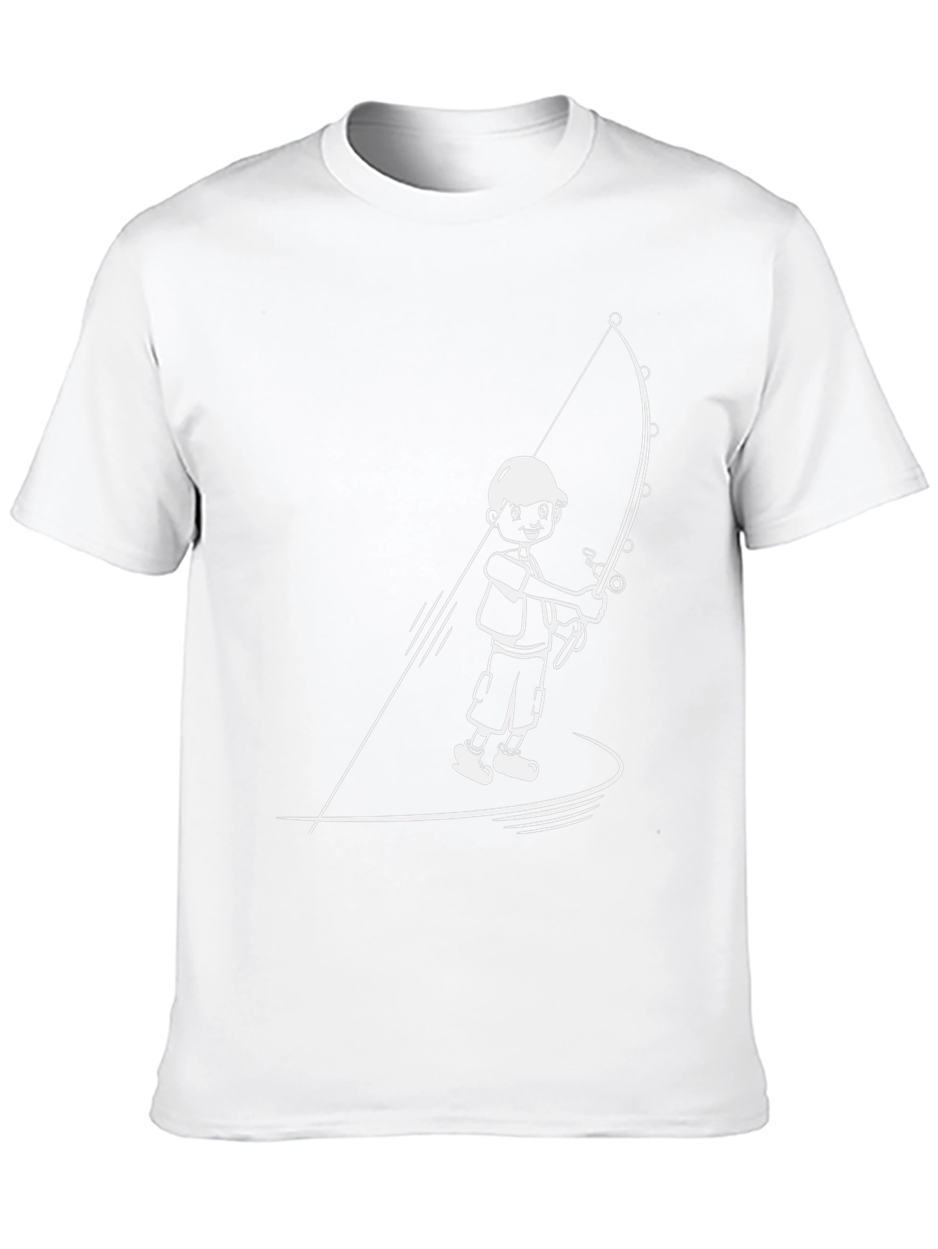 Fishing Boy Graphic Tee - Black Cotton T-Shirt