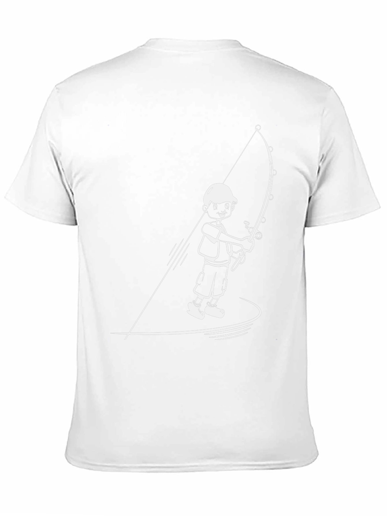 Fishing Boy Graphic Tee - Black Cotton T-Shirt
