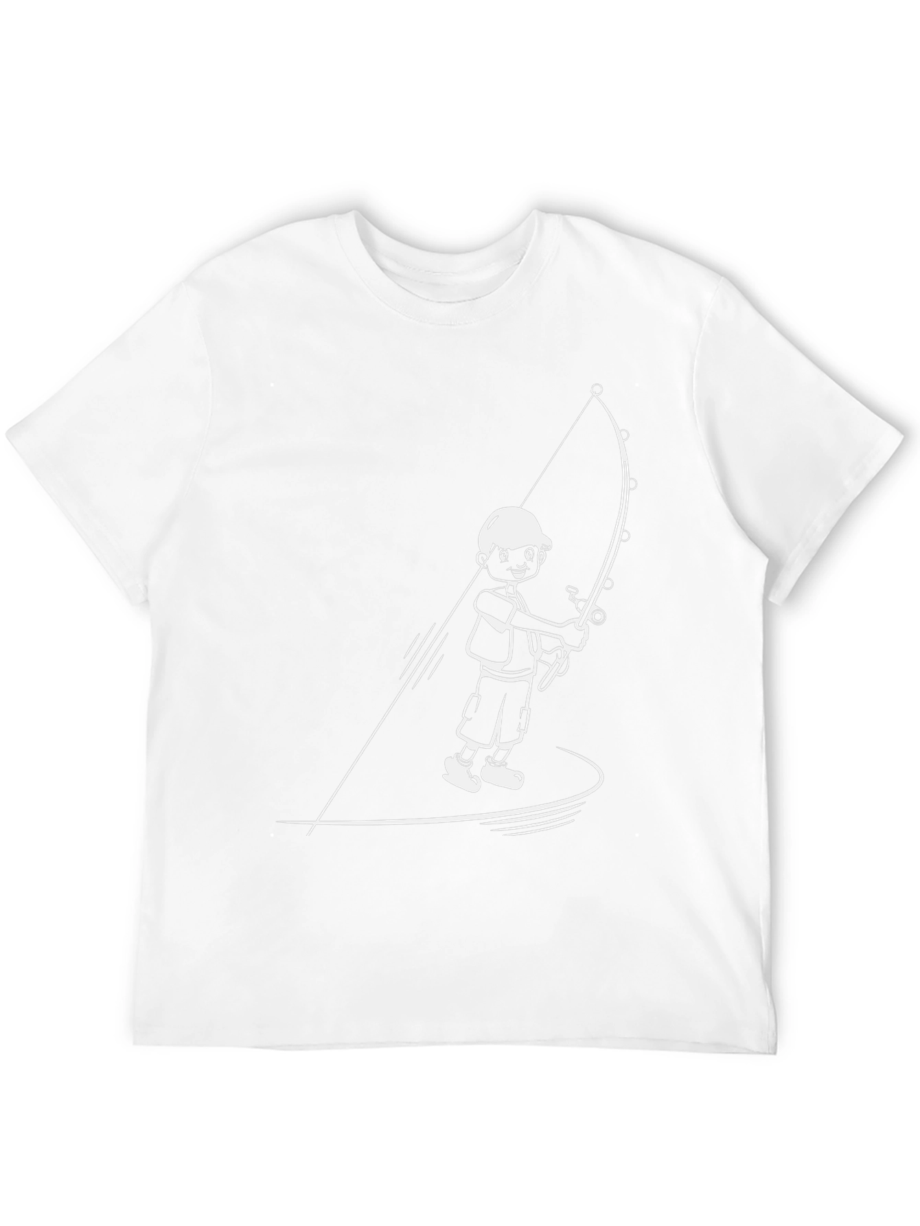 Fishing Boy Graphic Tee - Black Cotton T-Shirt