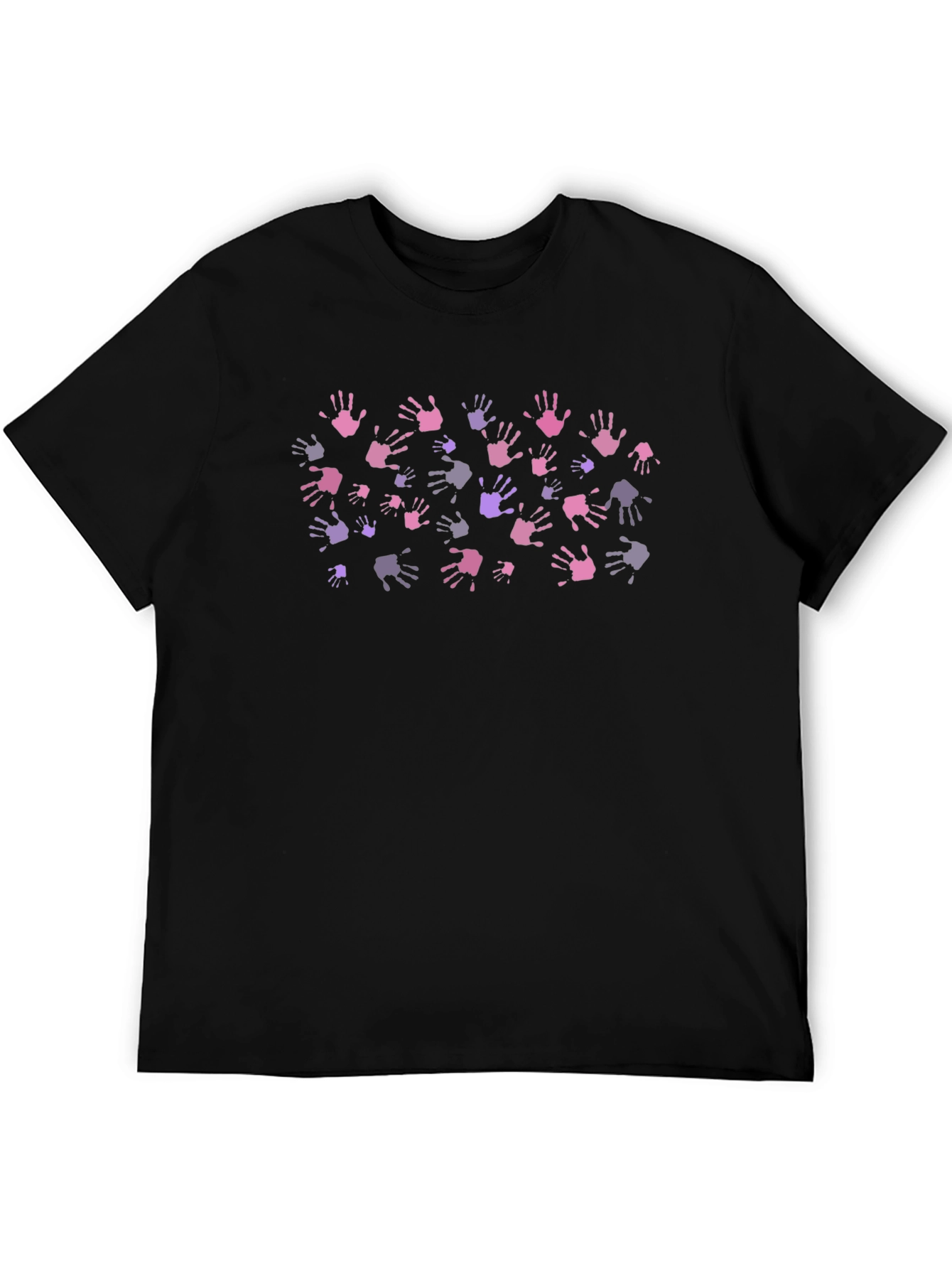 Handprint Pattern Tee - Stylish Black Cotton Shirt