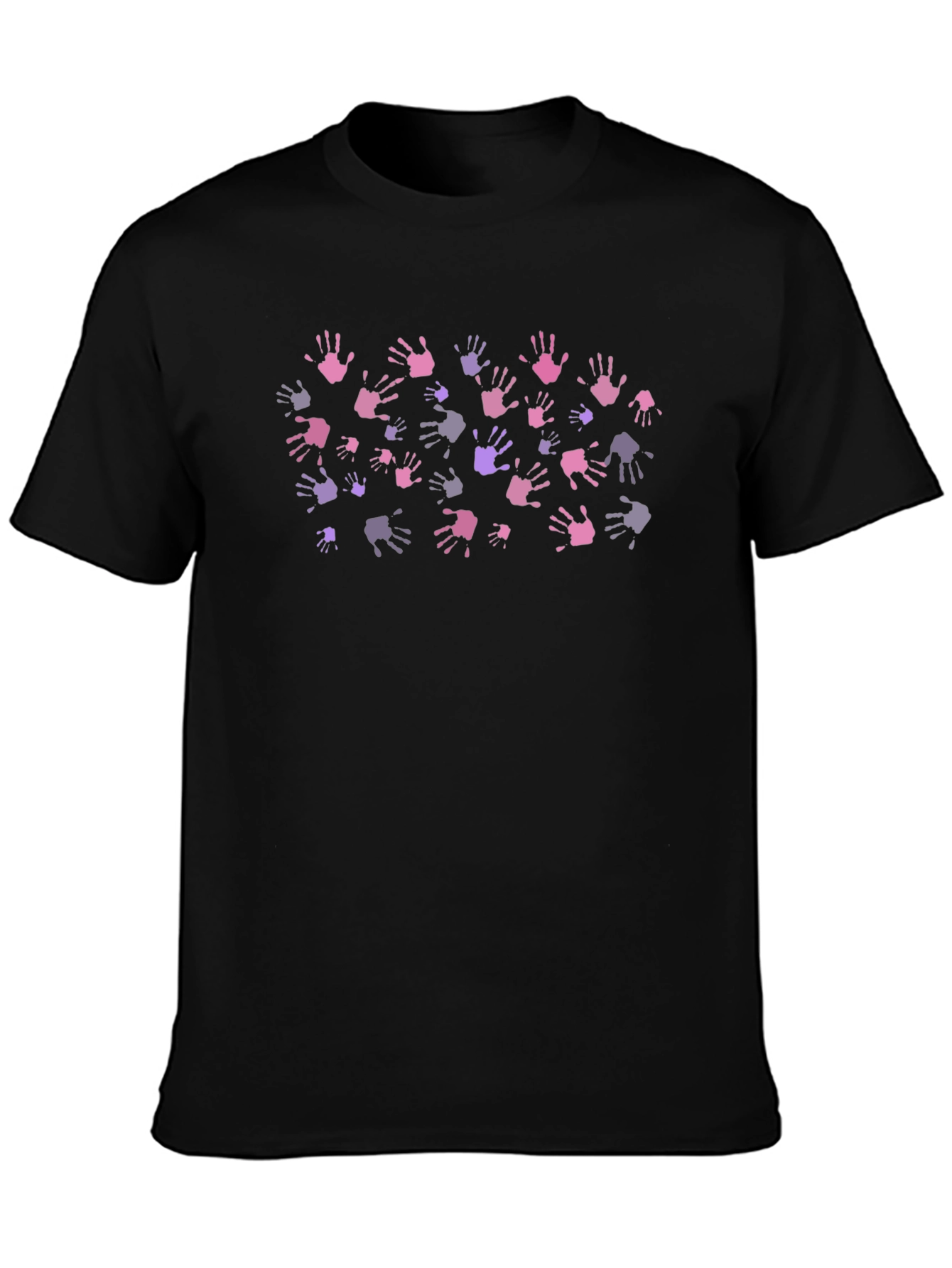 Handprint Pattern Tee - Stylish Black Cotton Shirt