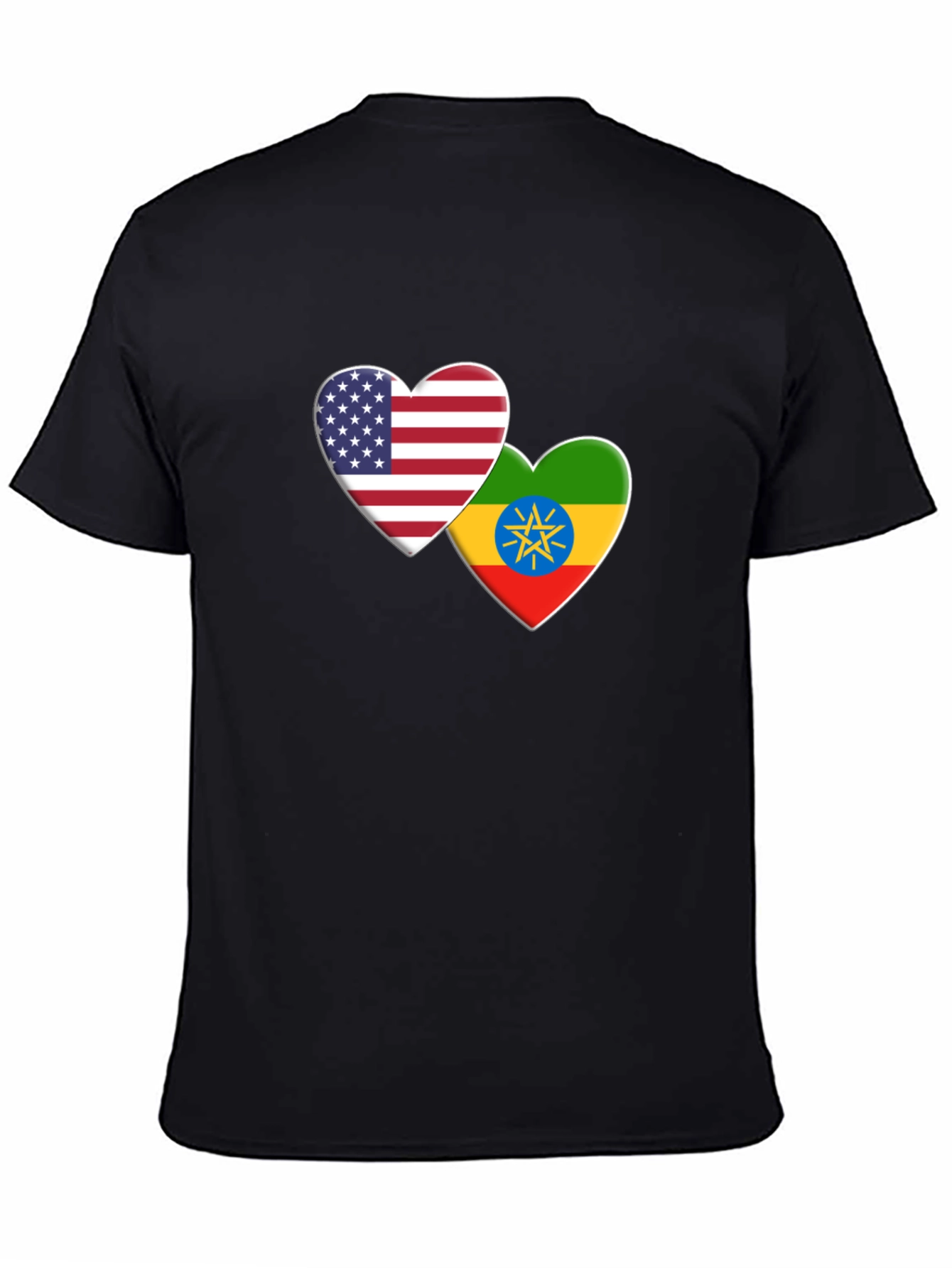USA Ethiopia Flag Heart T-Shirt