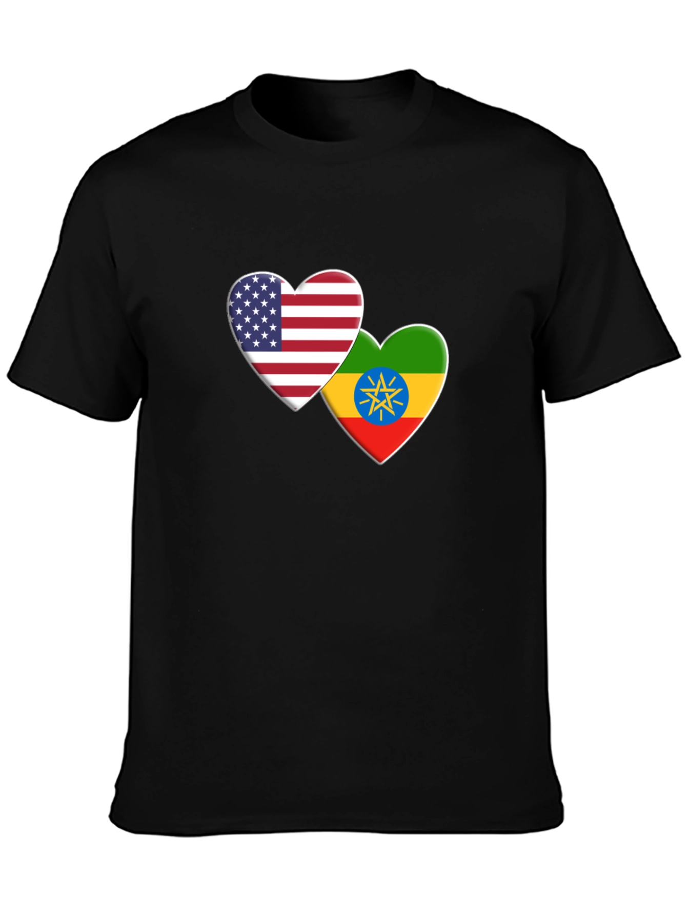 USA Ethiopia Flag Heart T-Shirt