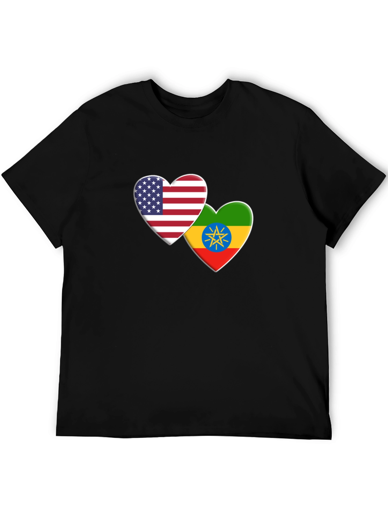 USA Ethiopia Flag Heart T-Shirt