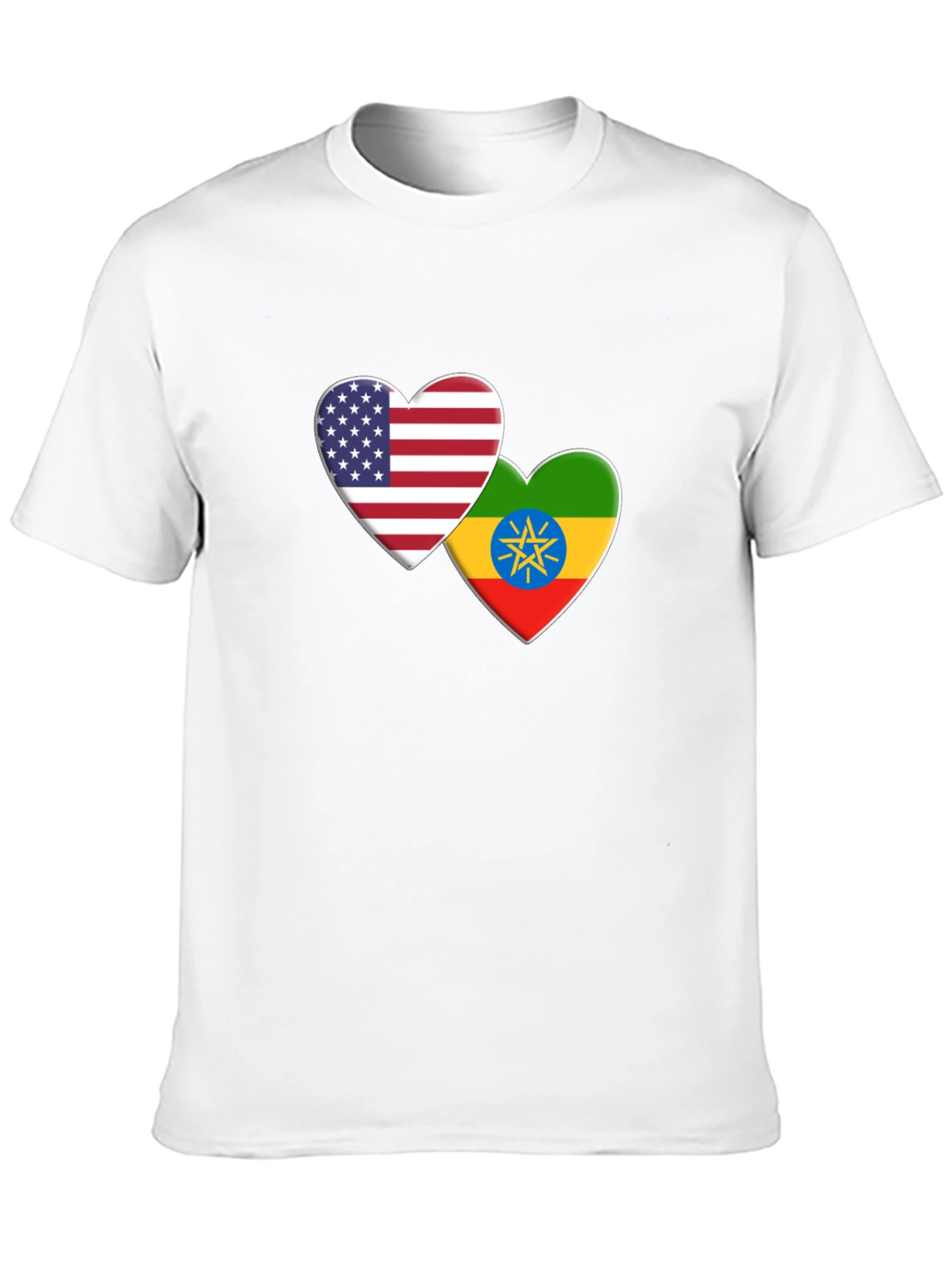 USA Ethiopia Flag Heart T-Shirt