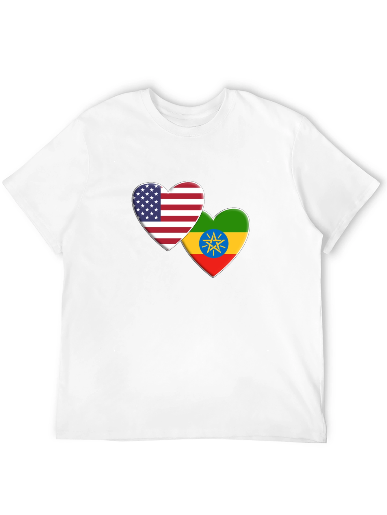 USA Ethiopia Flag Heart T-Shirt