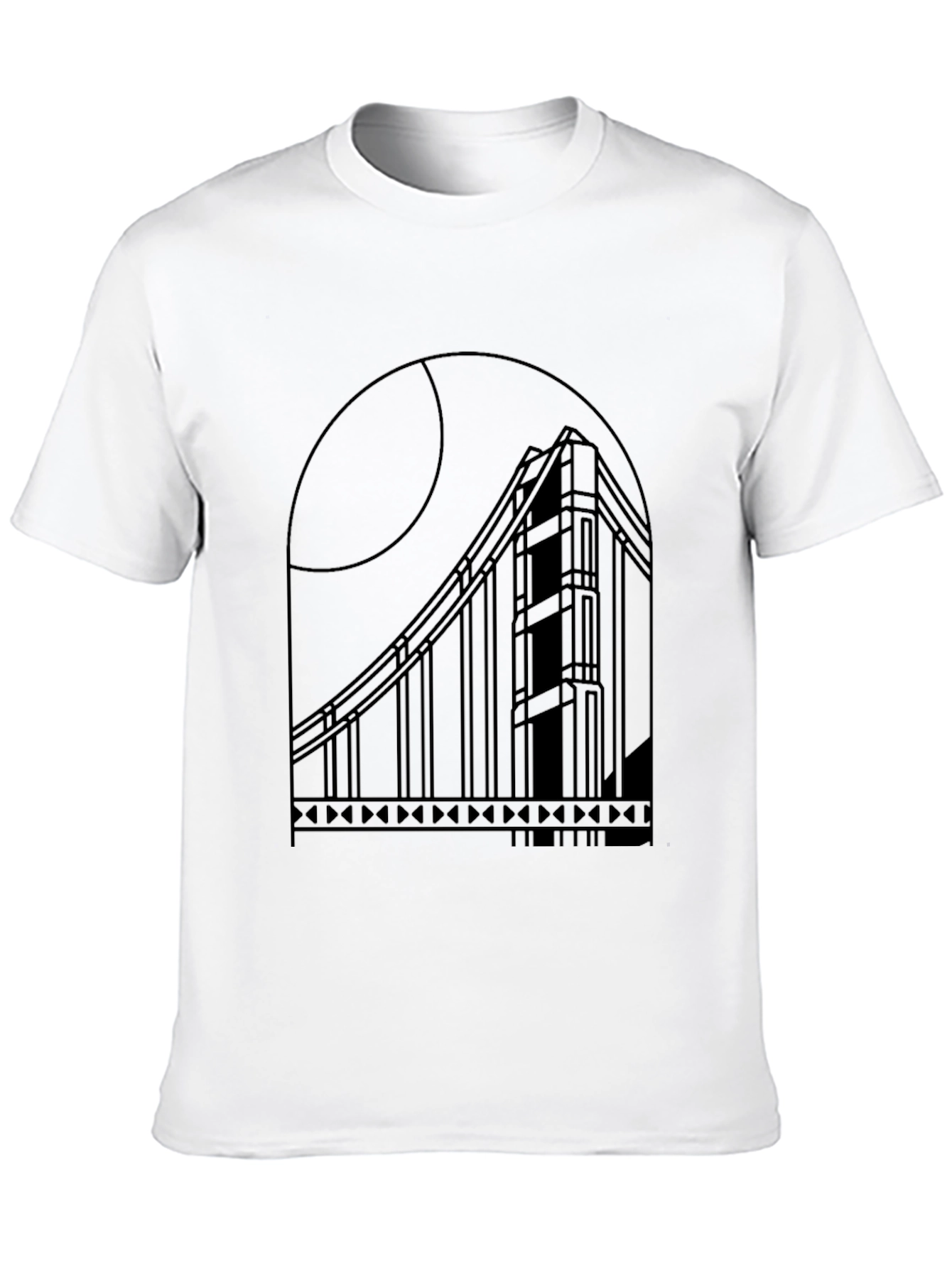 Geometric Bridge Graphic Tee - Black