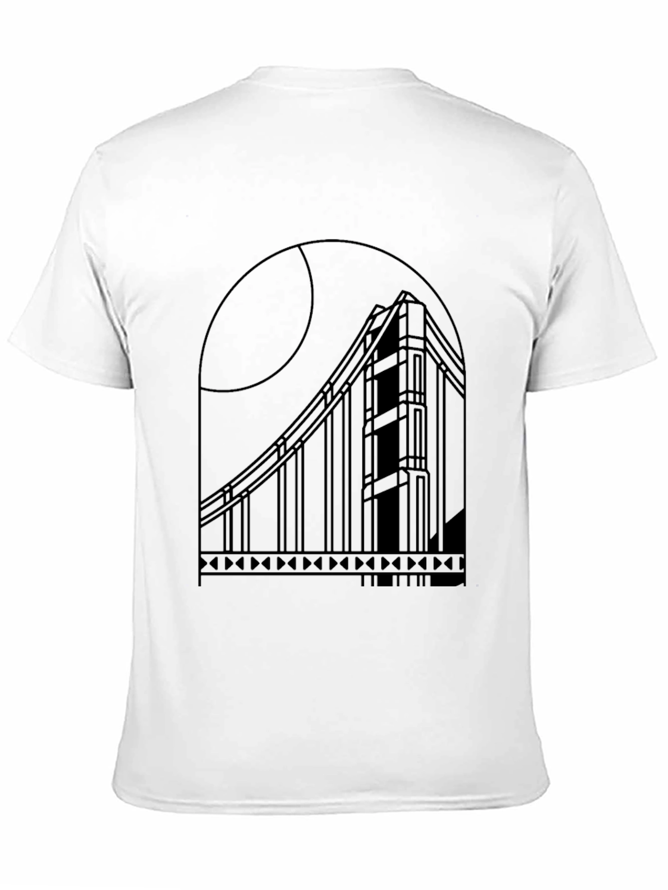 Geometric Bridge Graphic Tee - Black