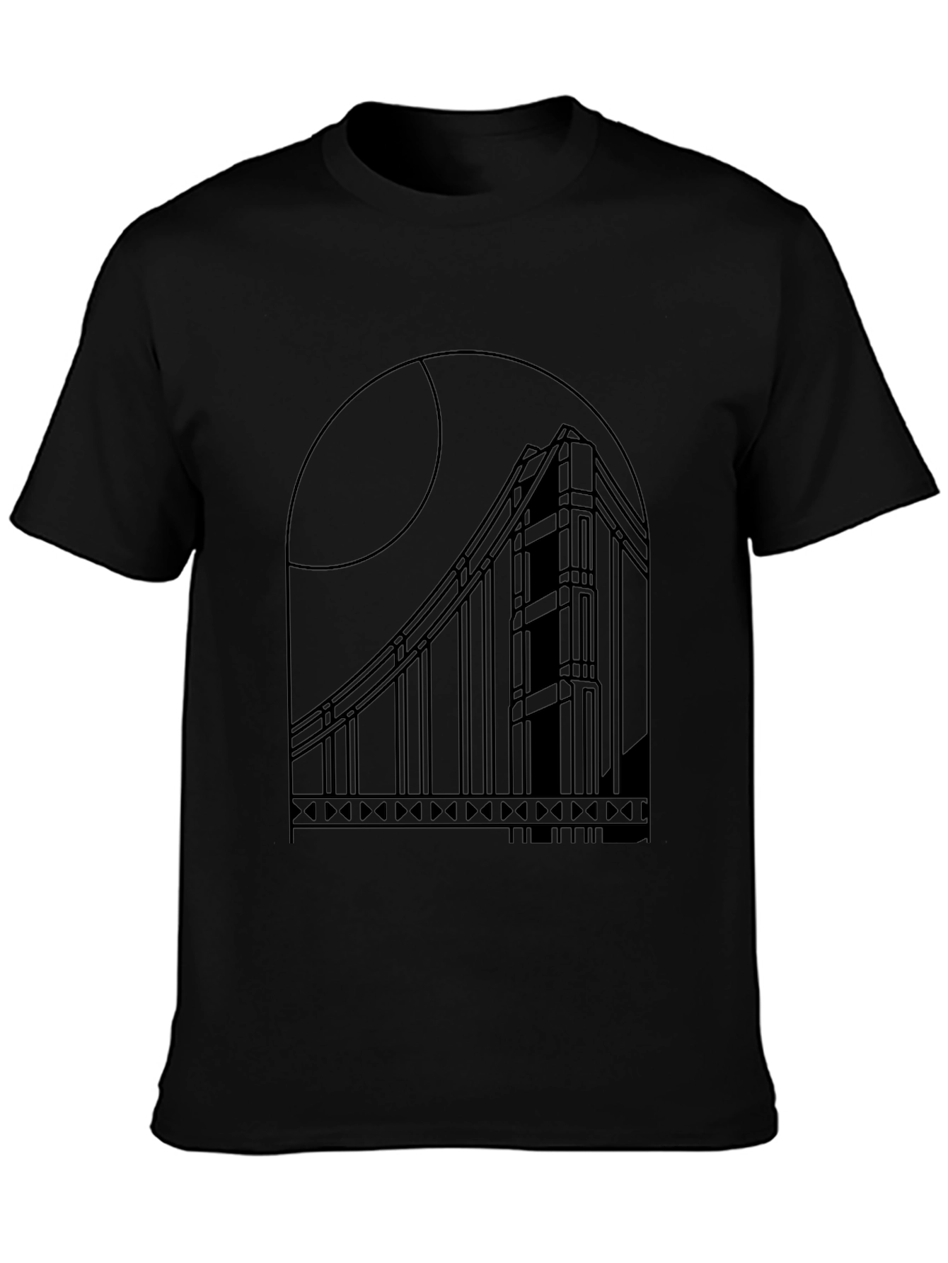 Geometric Bridge Graphic Tee - Black