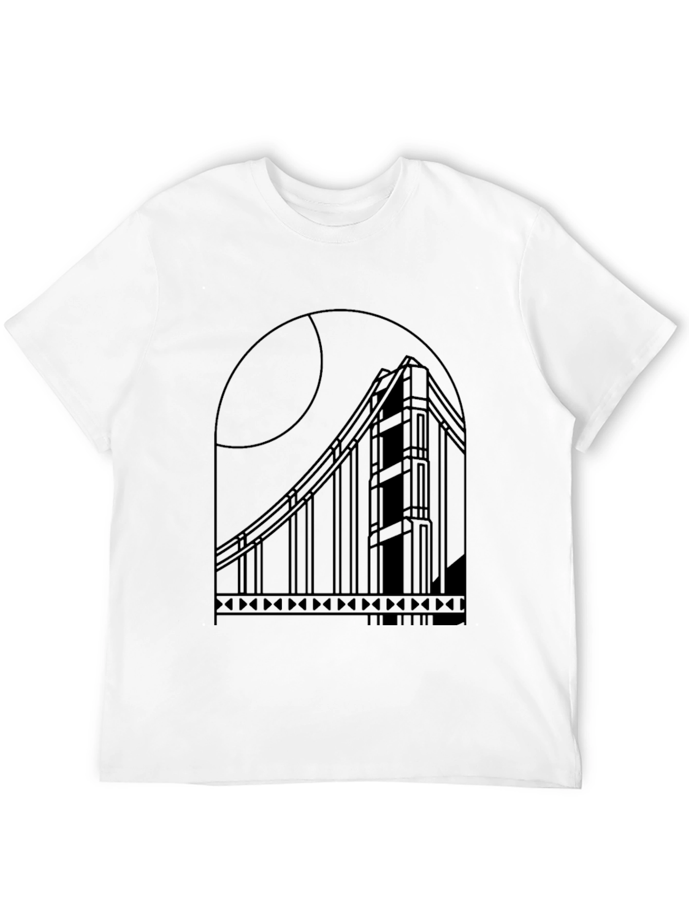 Geometric Bridge Graphic Tee - Black