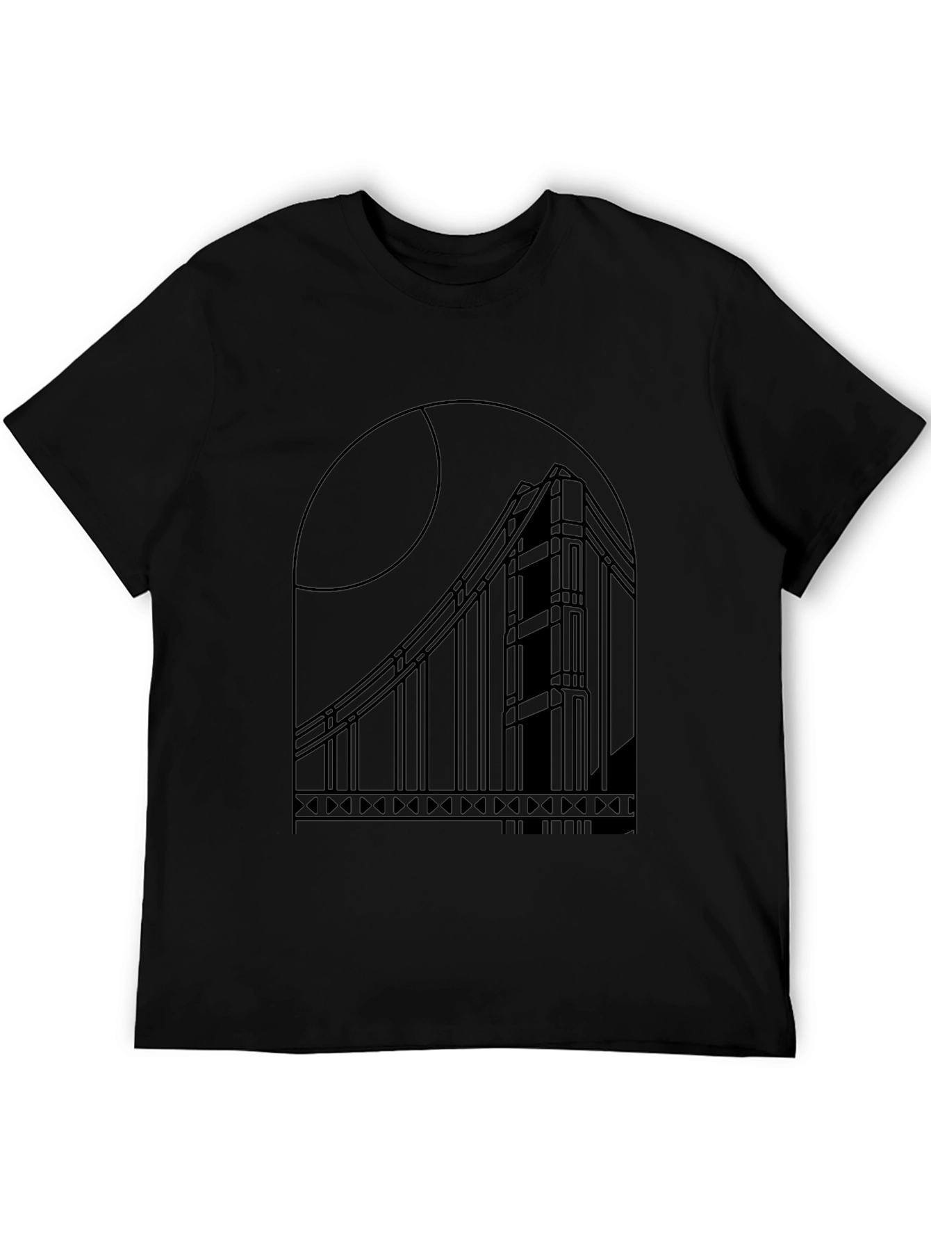 Geometric Bridge Graphic Tee - Black