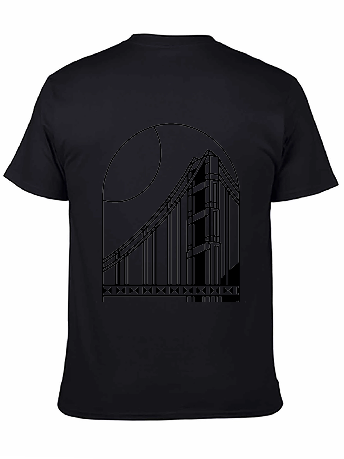 Geometric Bridge Graphic Tee - Black