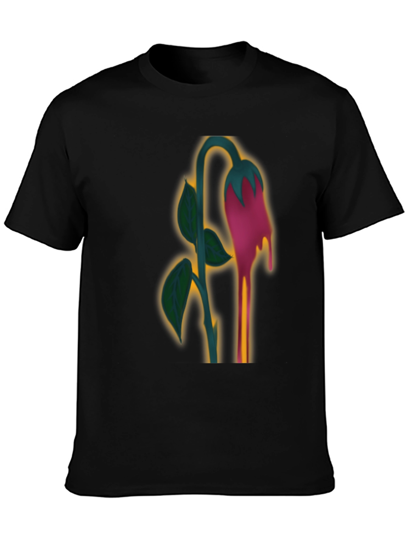 Unique Dripping Flower Graphic T-Shirt