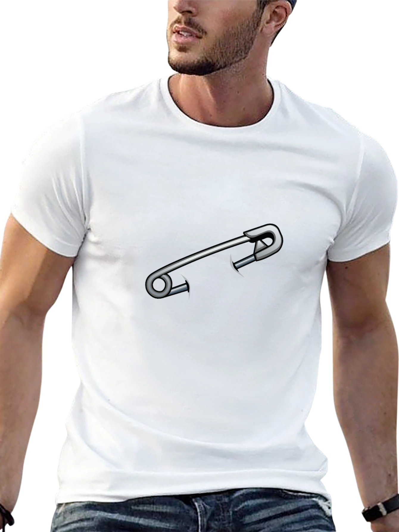 Safety Pin Graphic Tee - Edgy Casual Style