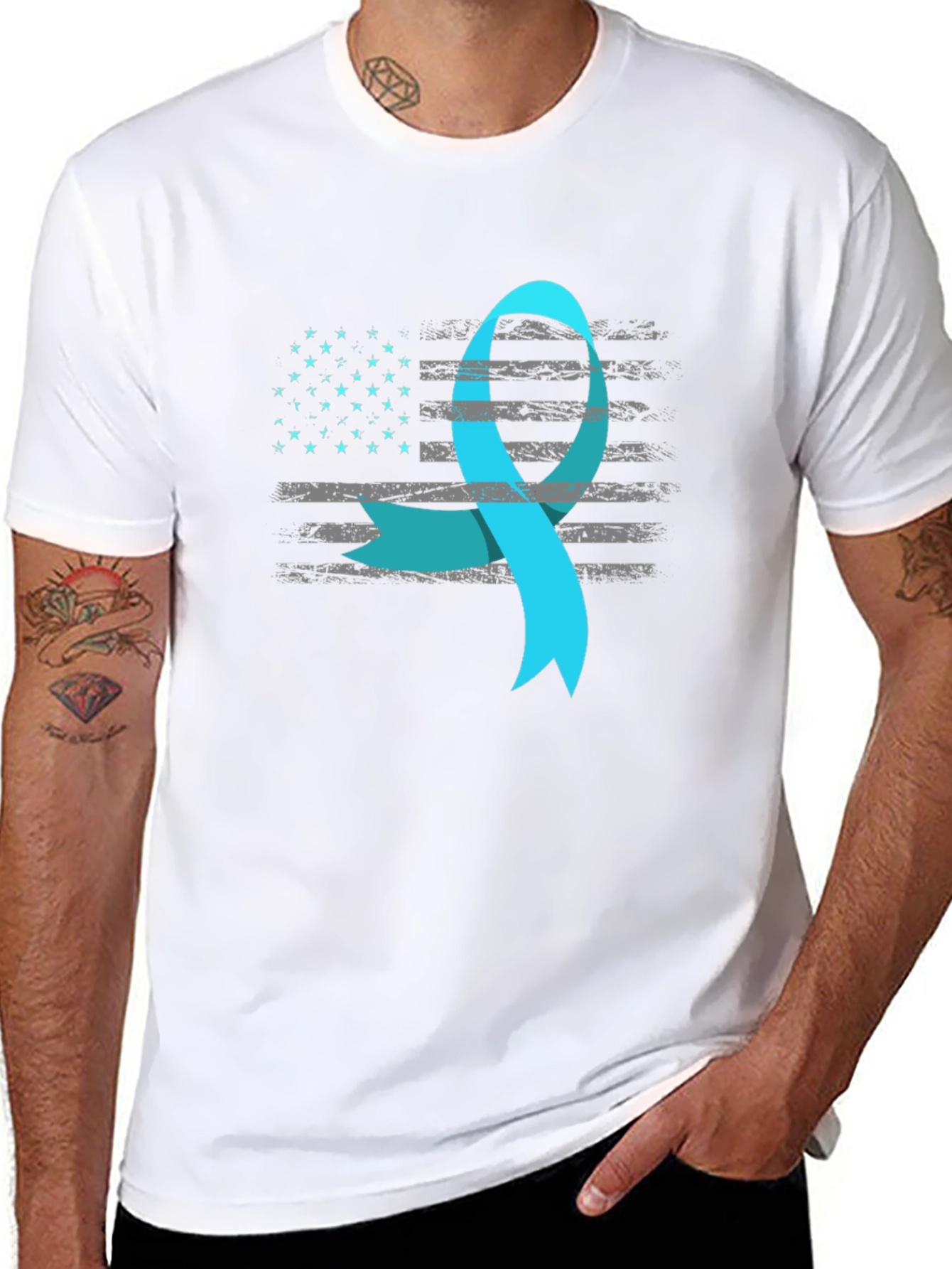 Awareness Ribbon USA Flag T-Shirt