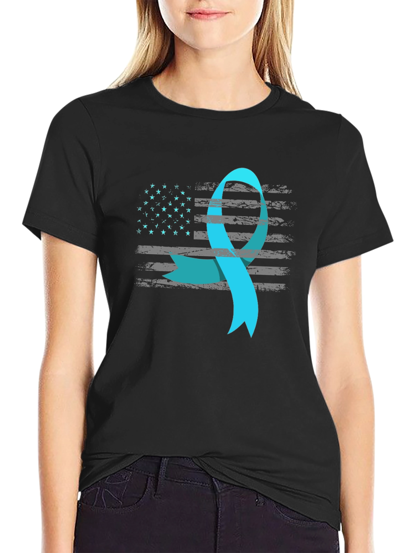Awareness Ribbon USA Flag T-Shirt