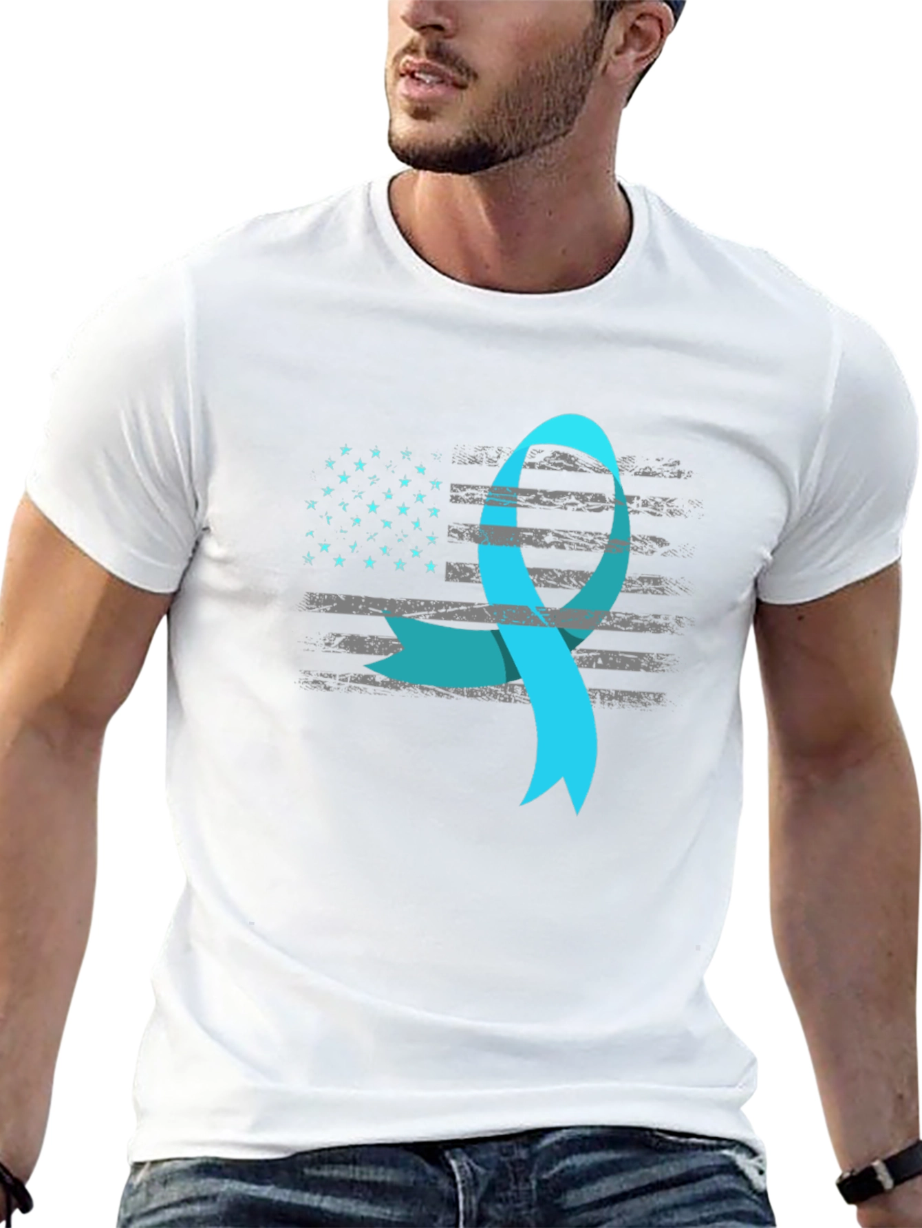 Awareness Ribbon USA Flag T-Shirt