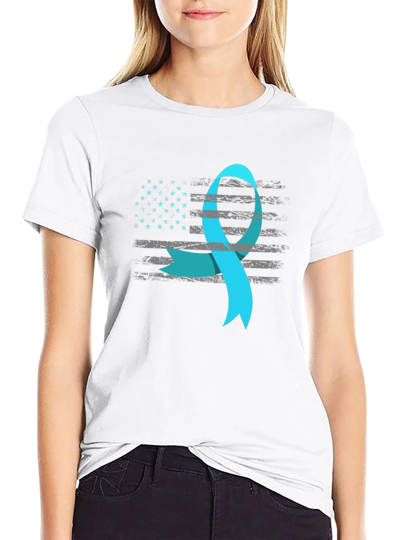 Awareness Ribbon USA Flag T-Shirt