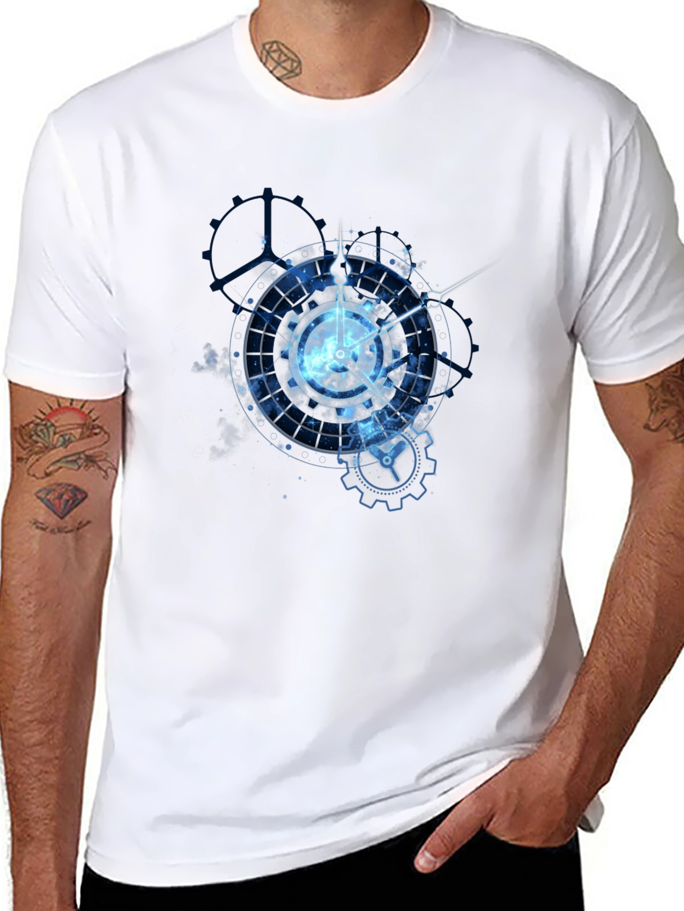 Cosmic Clockwork T-Shirt - Celestial Gears Design