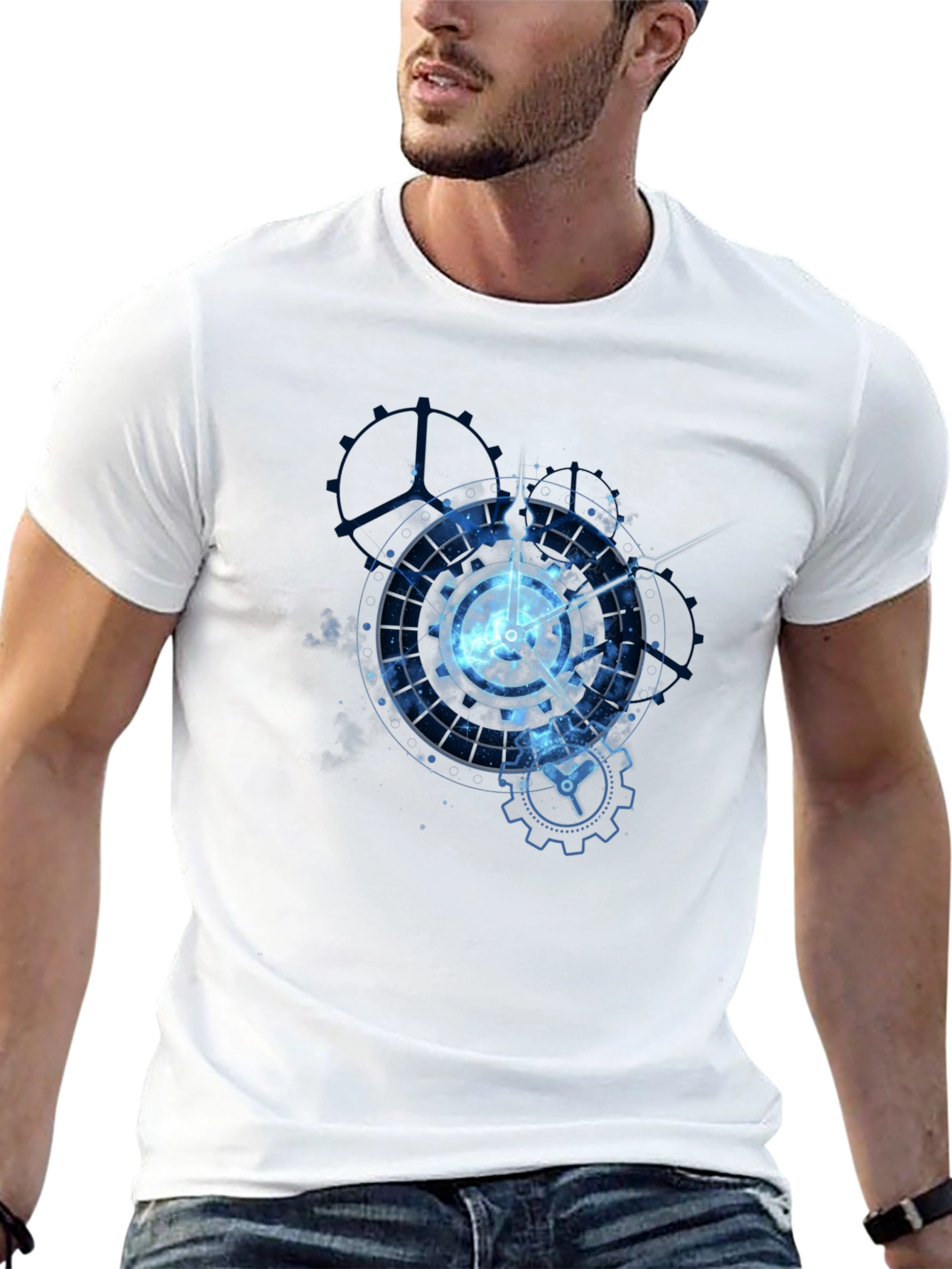 Cosmic Clockwork T-Shirt - Celestial Gears Design