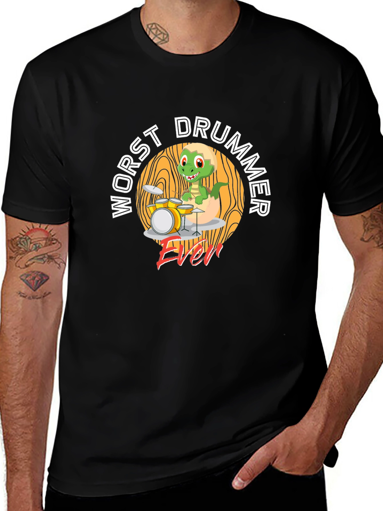 Worst Drummer Ever Dinosaur T-Shirt