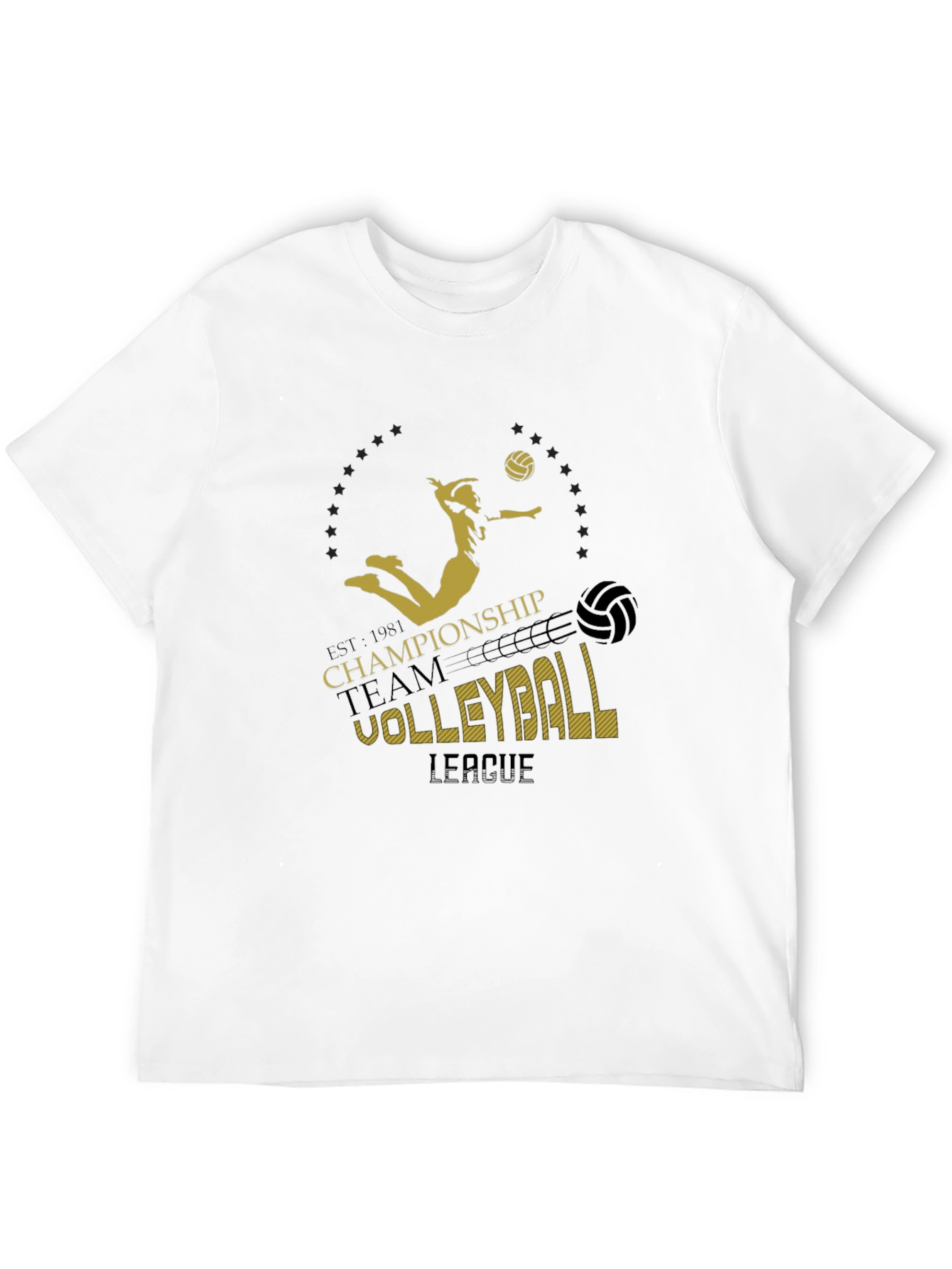 Volleyball Championship T-Shirt - Black Graphic Print