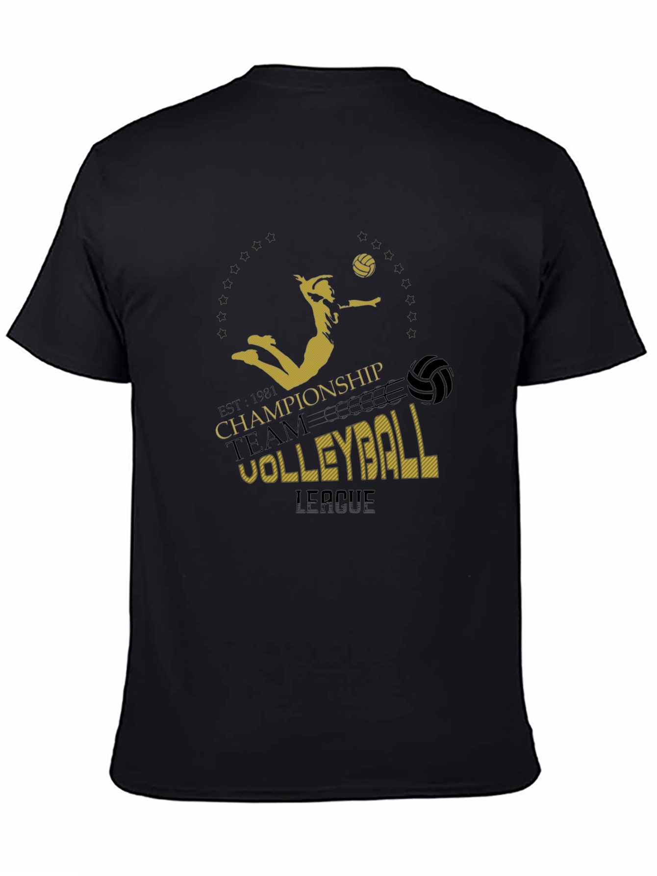 Volleyball Championship T-Shirt - Black Graphic Print