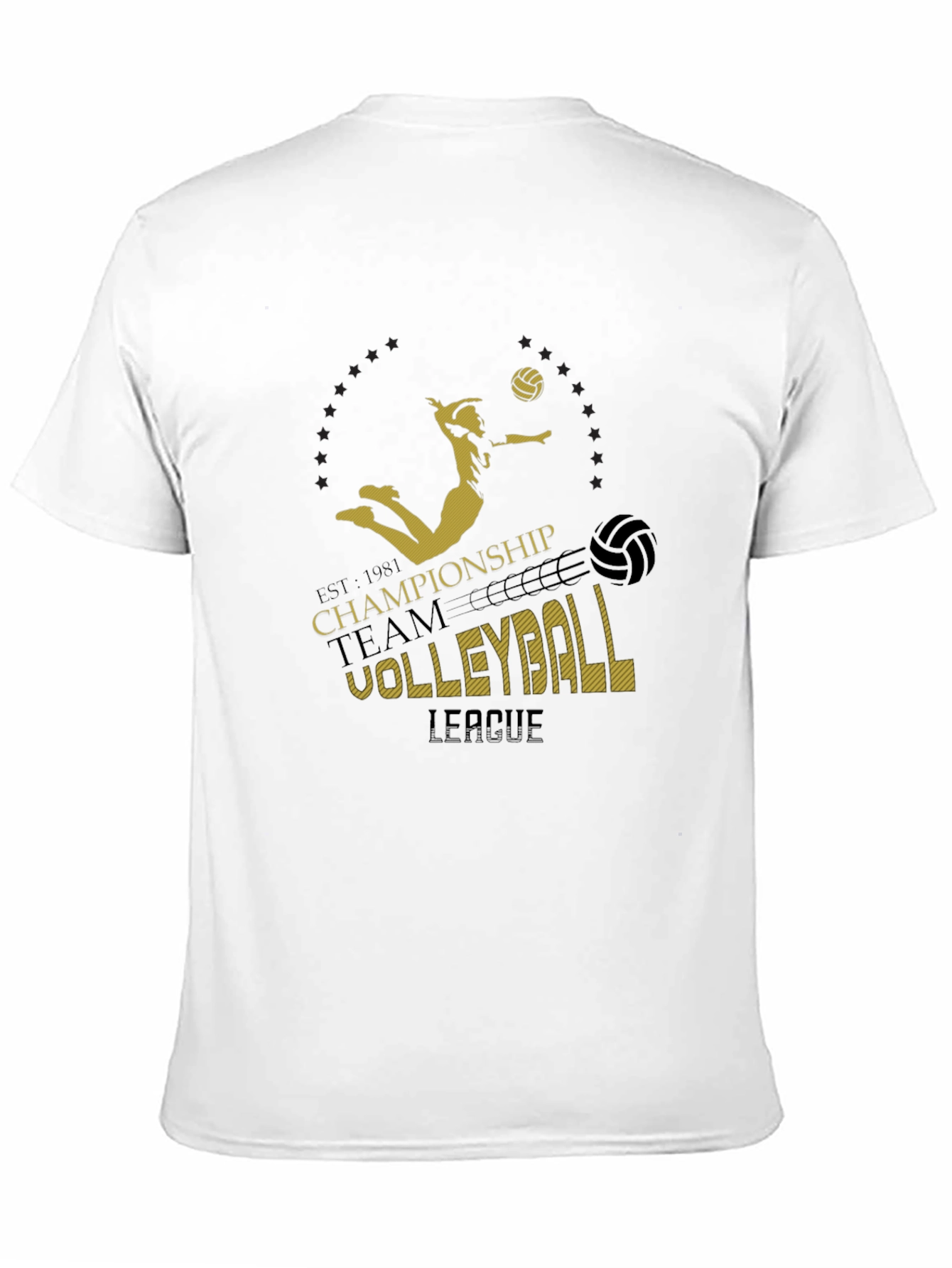 Volleyball Championship T-Shirt - Black Graphic Print