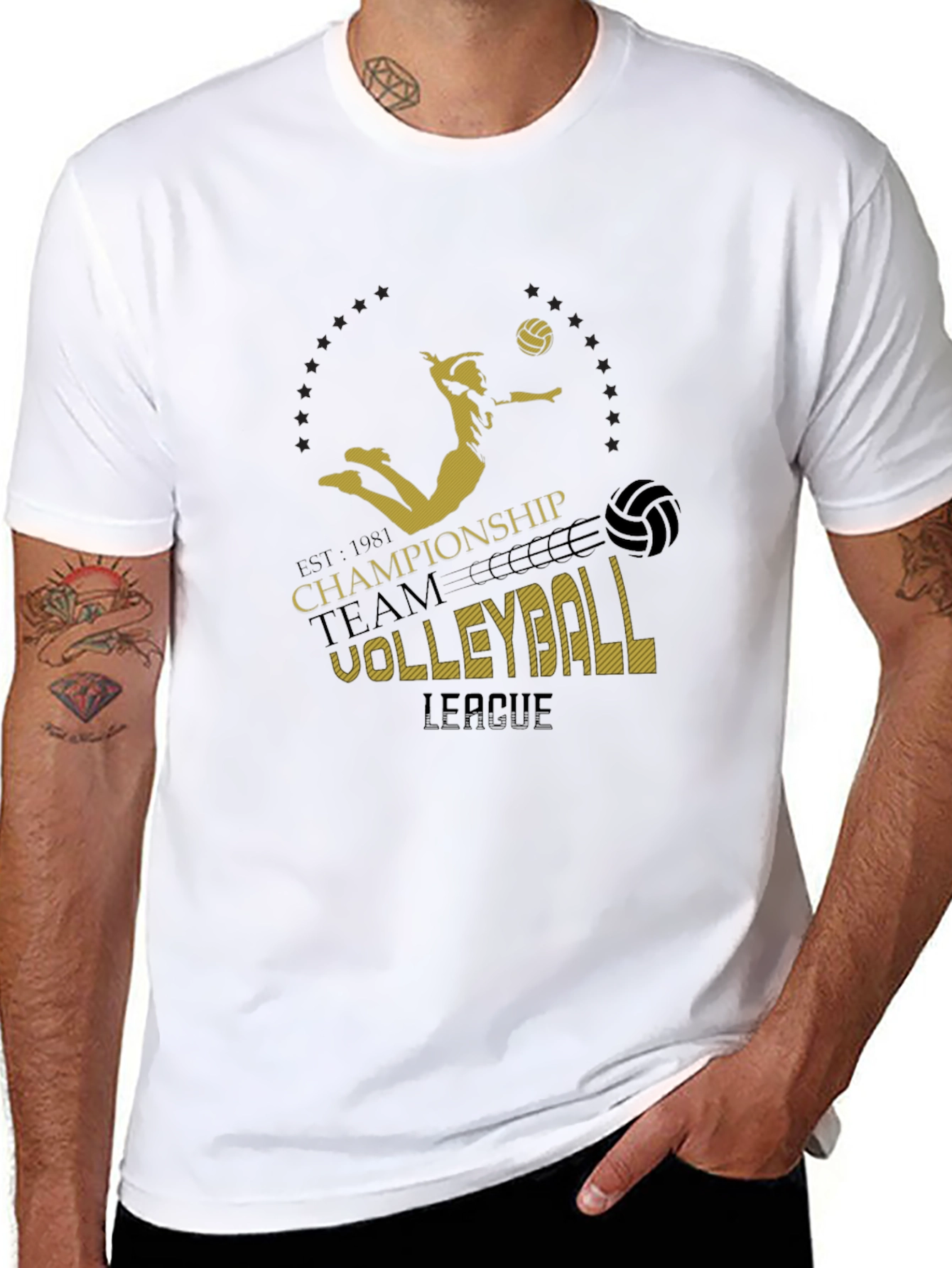 Volleyball Championship T-Shirt - Black Graphic Print
