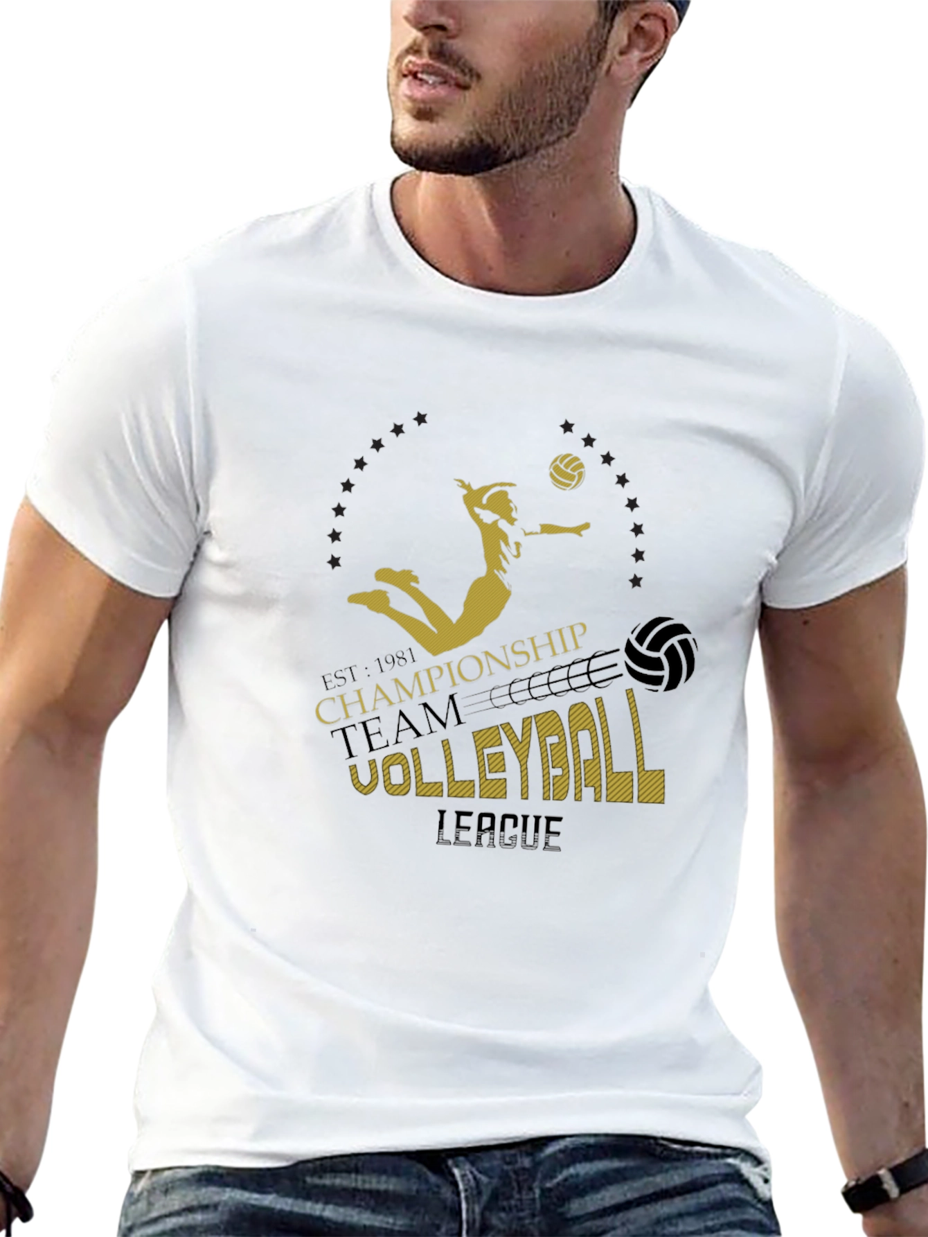Volleyball Championship T-Shirt - Black Graphic Print