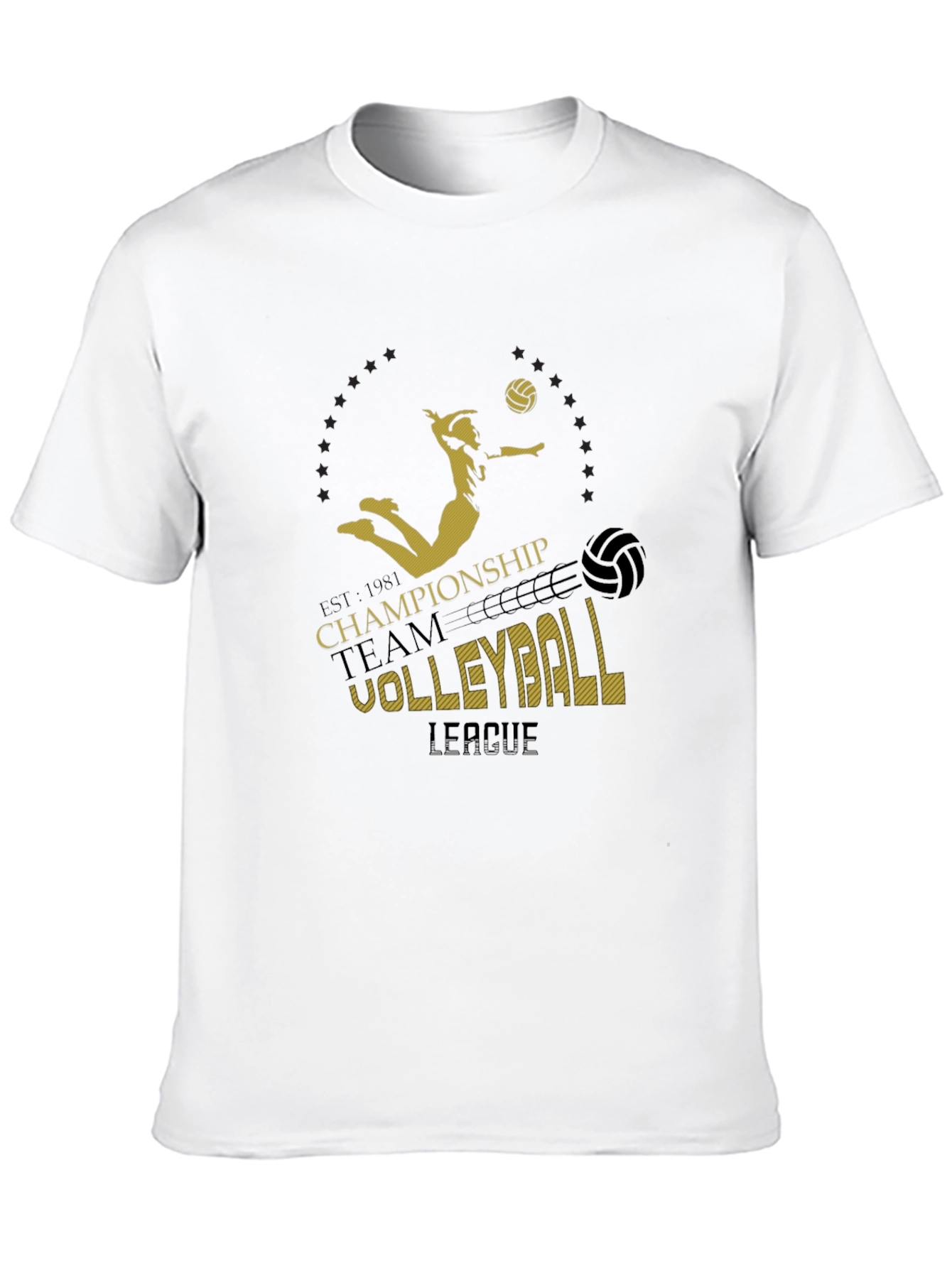 Volleyball Championship T-Shirt - Black Graphic Print