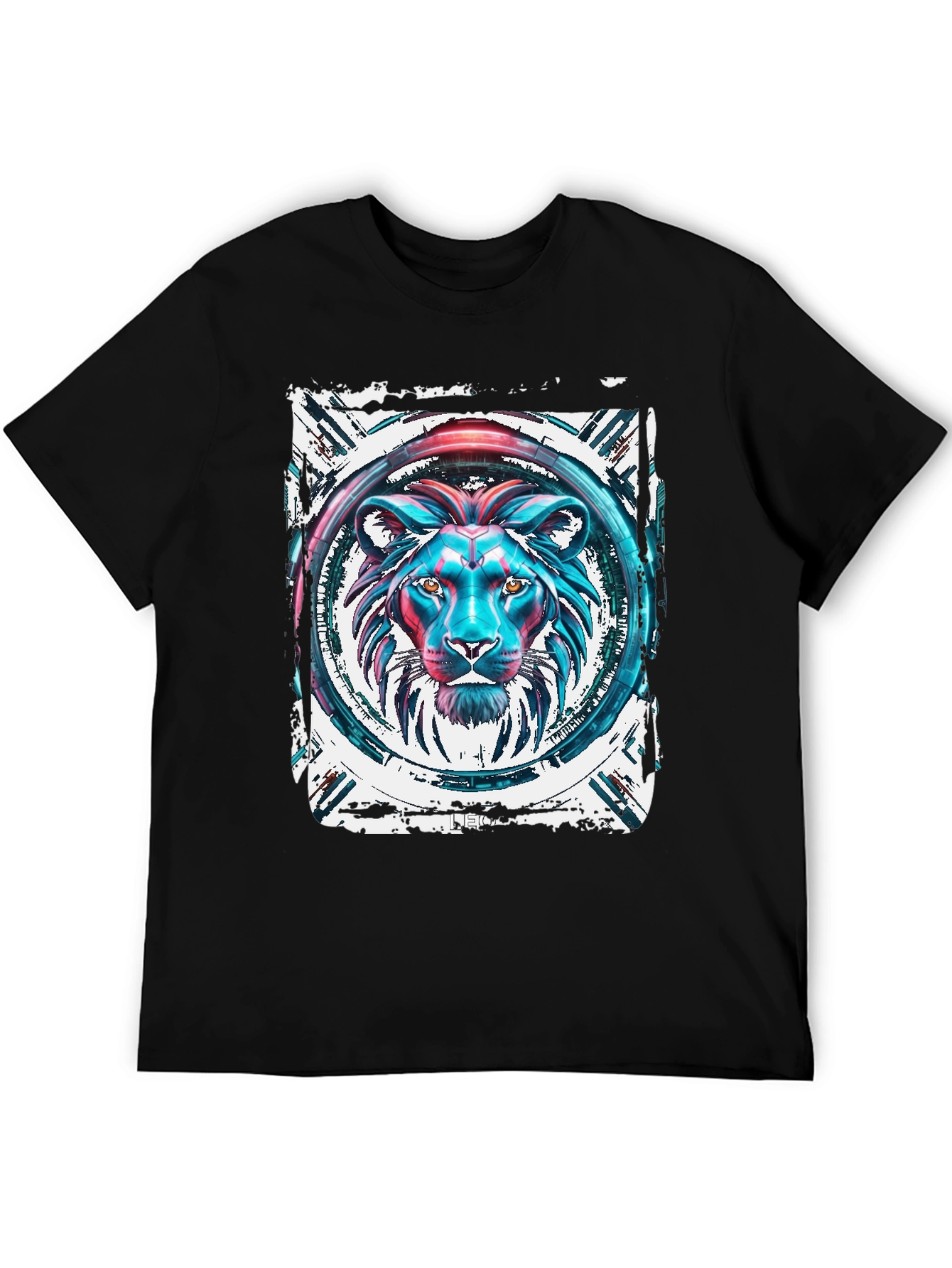 Lion Graphic Print Black T-Shirt