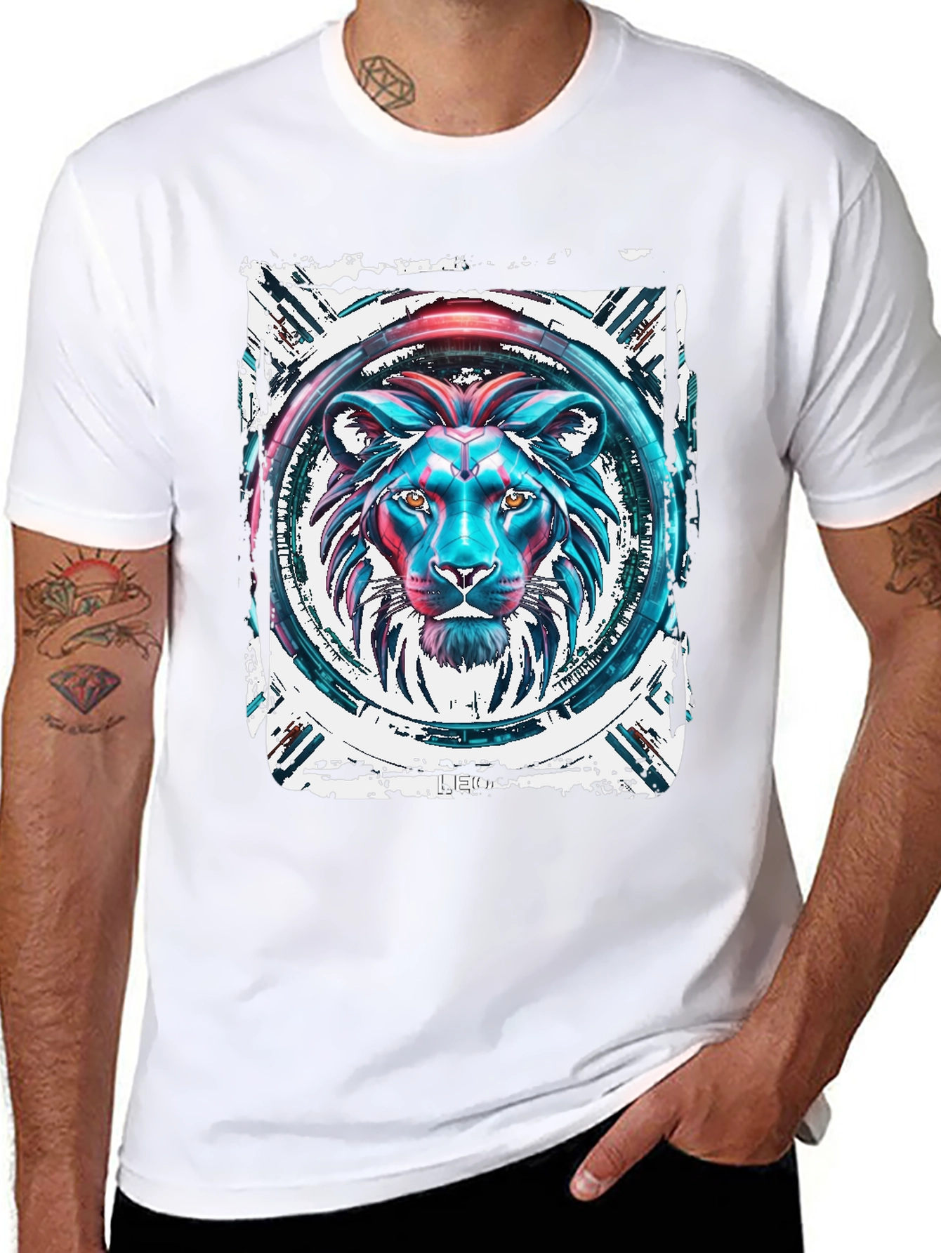 Lion Graphic Print Black T-Shirt