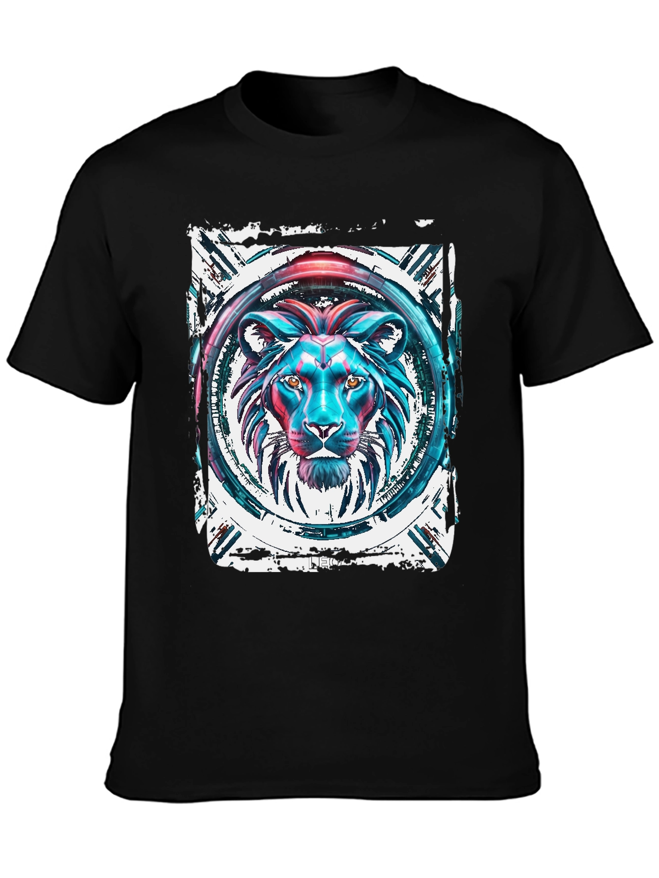 Lion Graphic Print Black T-Shirt