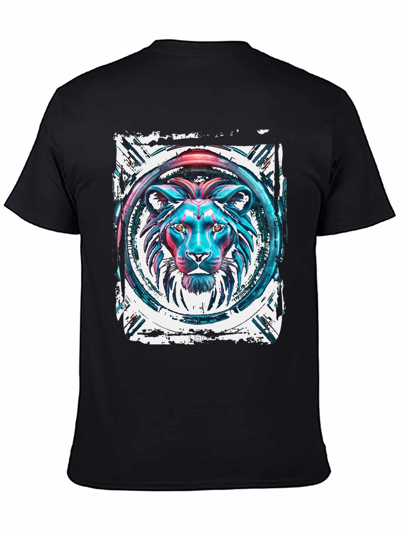 Lion Graphic Print Black T-Shirt