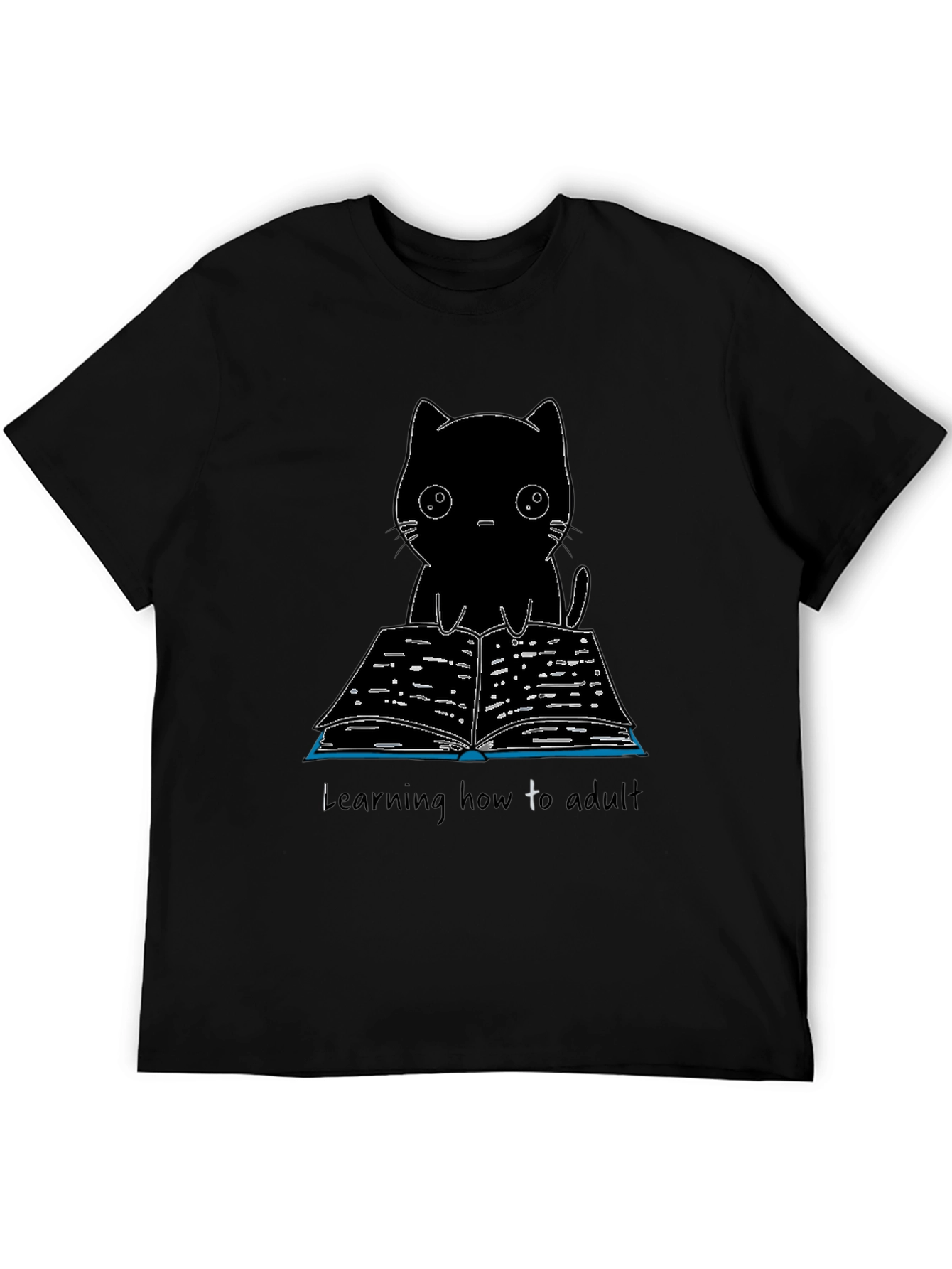 Black Cat Reading T-Shirt - Learning to Adult Tee
