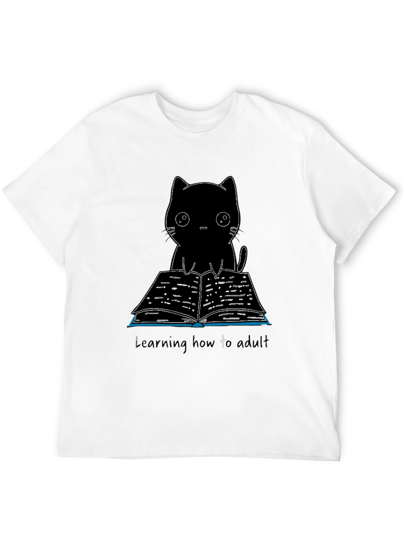 Black Cat Reading T-Shirt - Learning to Adult Tee