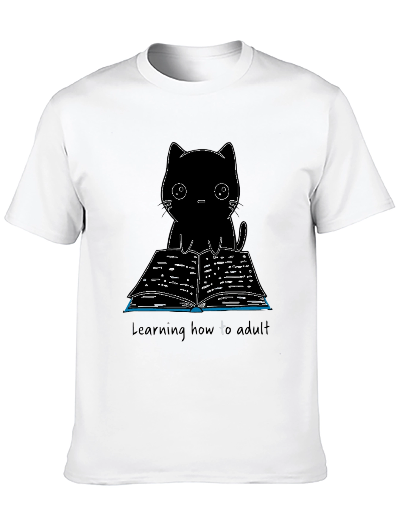 Black Cat Reading T-Shirt - Learning to Adult Tee