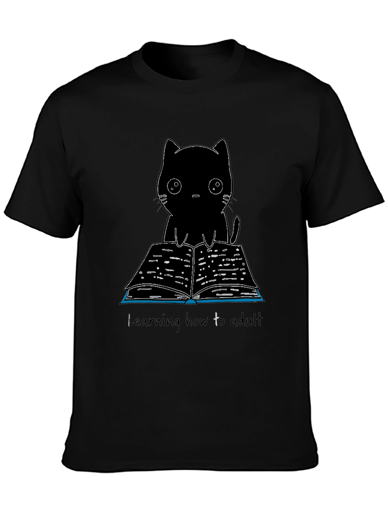 Black Cat Reading T-Shirt - Learning to Adult Tee