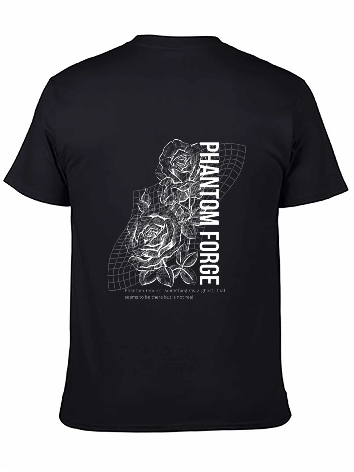 Phantom Forge Black Graphic T-Shirt - Rose Design