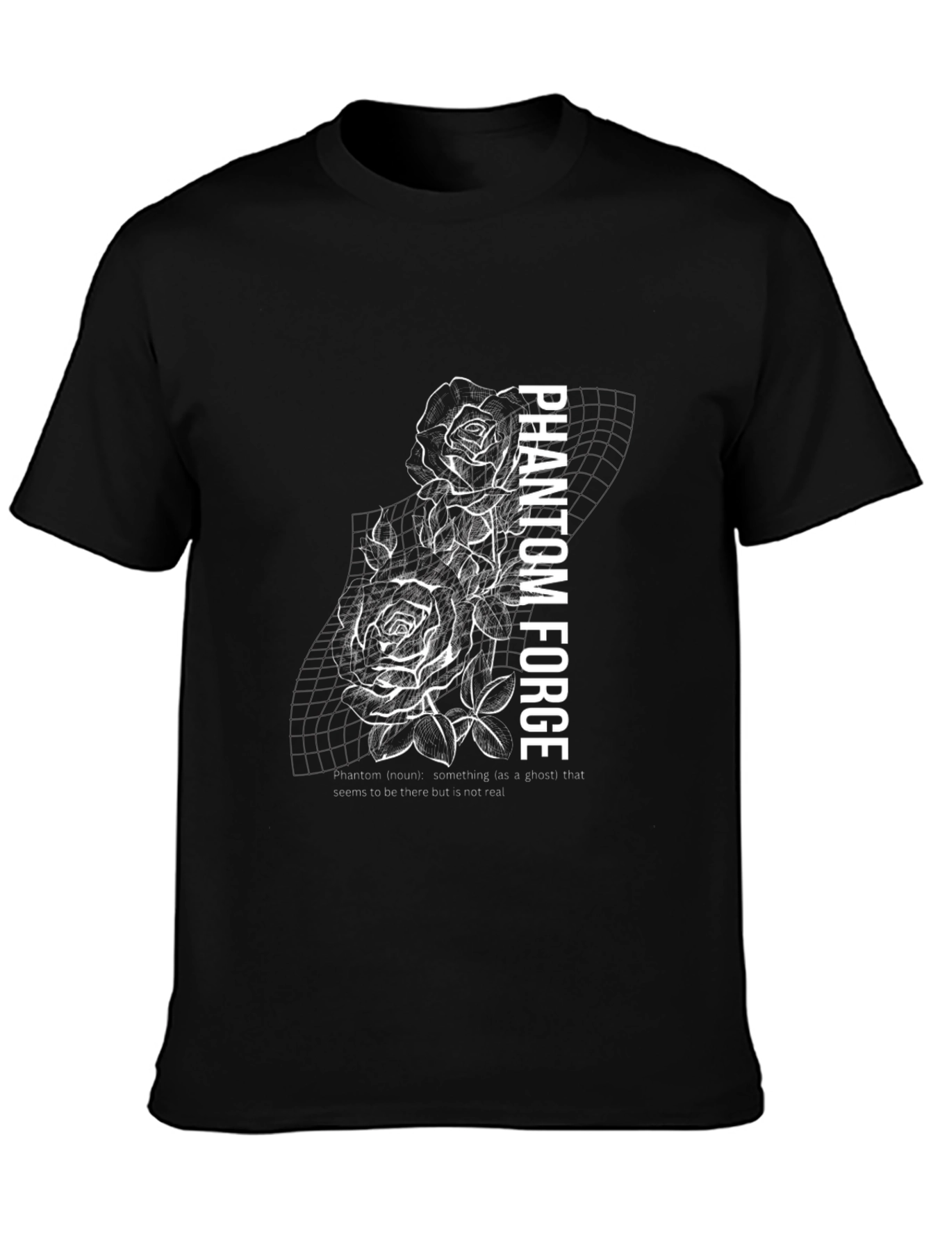 Phantom Forge Black Graphic T-Shirt - Rose Design