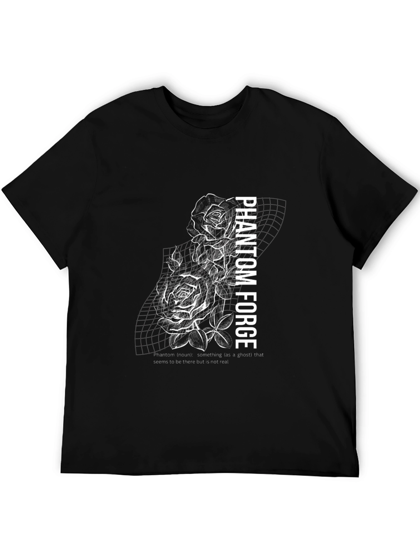 Phantom Forge Black Graphic T-Shirt - Rose Design