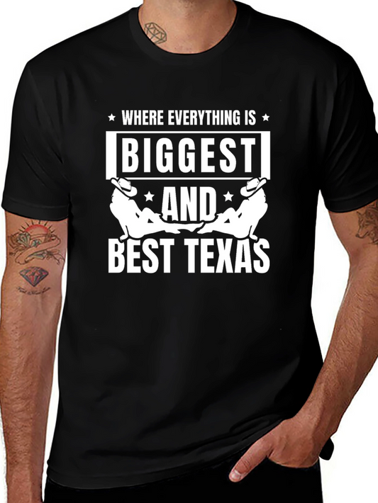 Texas Biggest and Best Graphic Tee - Black Cotton Blend