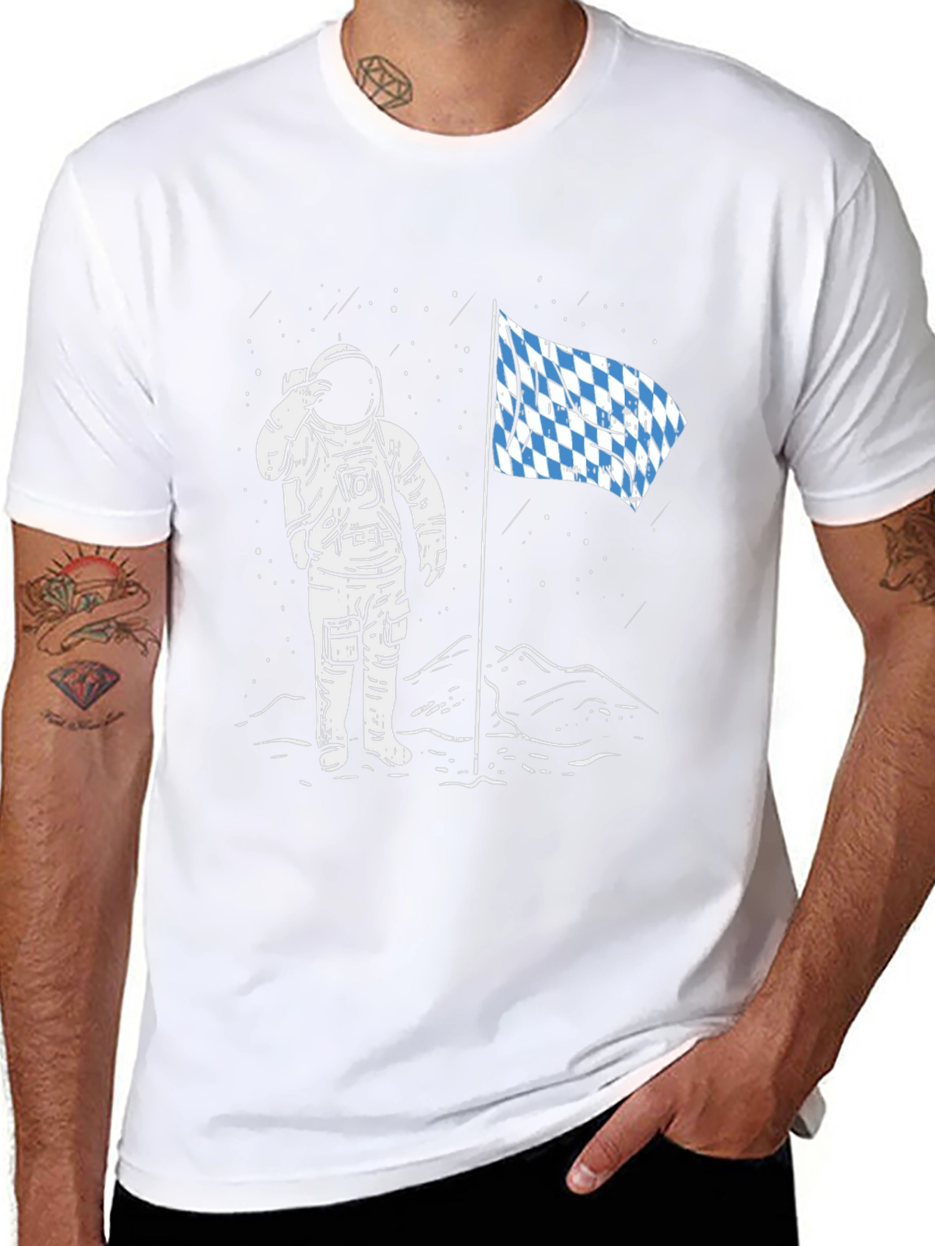 Astronaut Bavarian Flag Graphic Tee